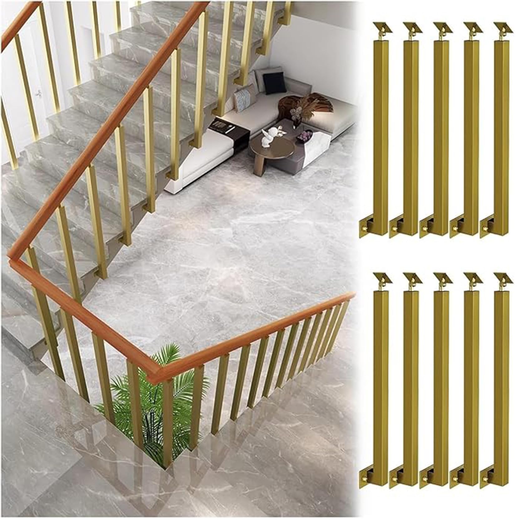 Balustres métalliques à fixation latérale avec support réglable pour rampe d'escalier