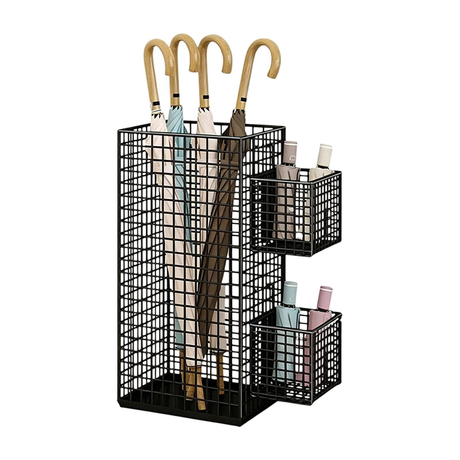 Paragüero rectangular – Marco de metal estable | Contenedor organizador para paraguas – para oficina en casa, oficina, tienda, autoridad, corredor, entarima, soporte de secado para sombrillas