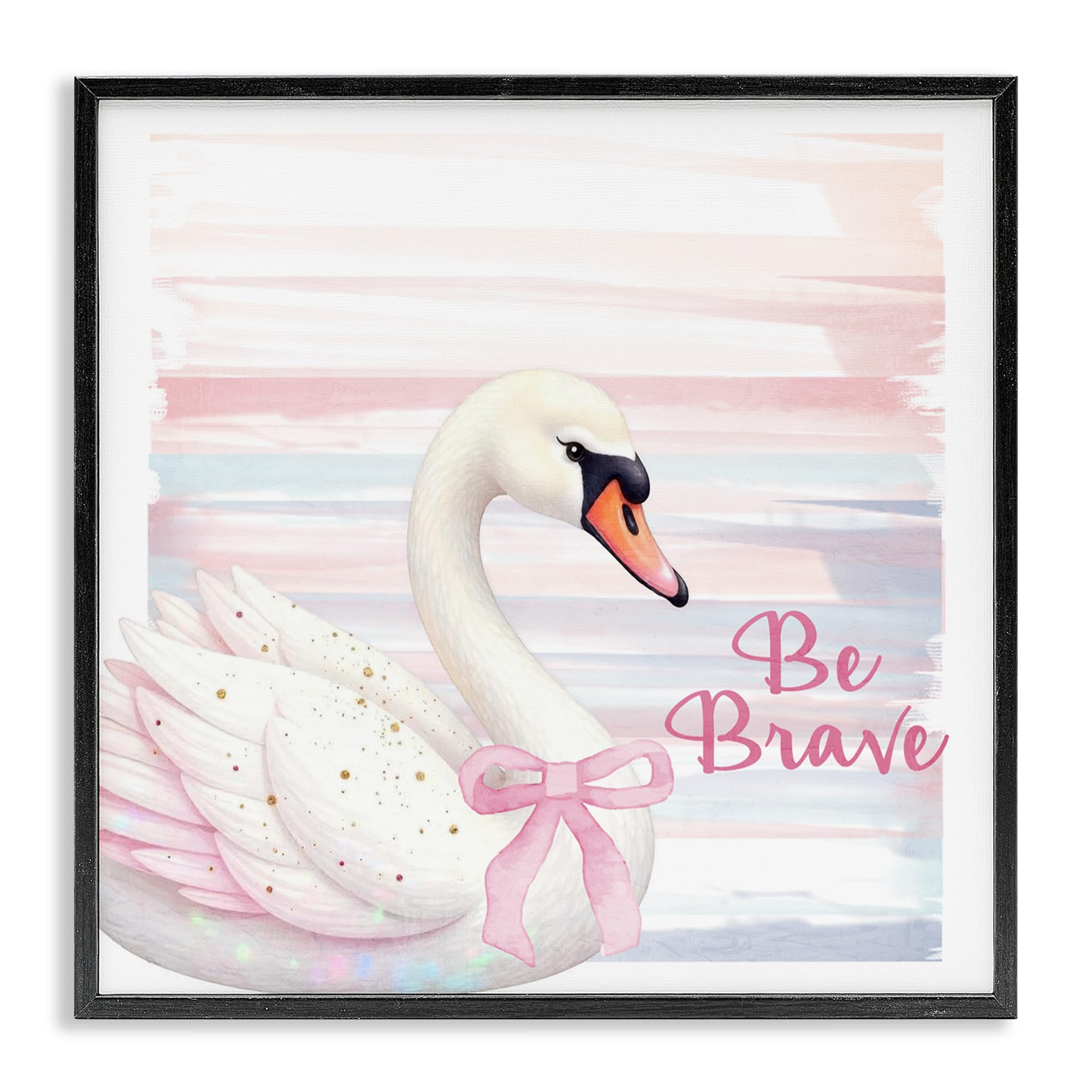Stupell Industries Be Brave Pastel Swan Black Framed Giclee Art, design by Kim Allen, 24 x 24