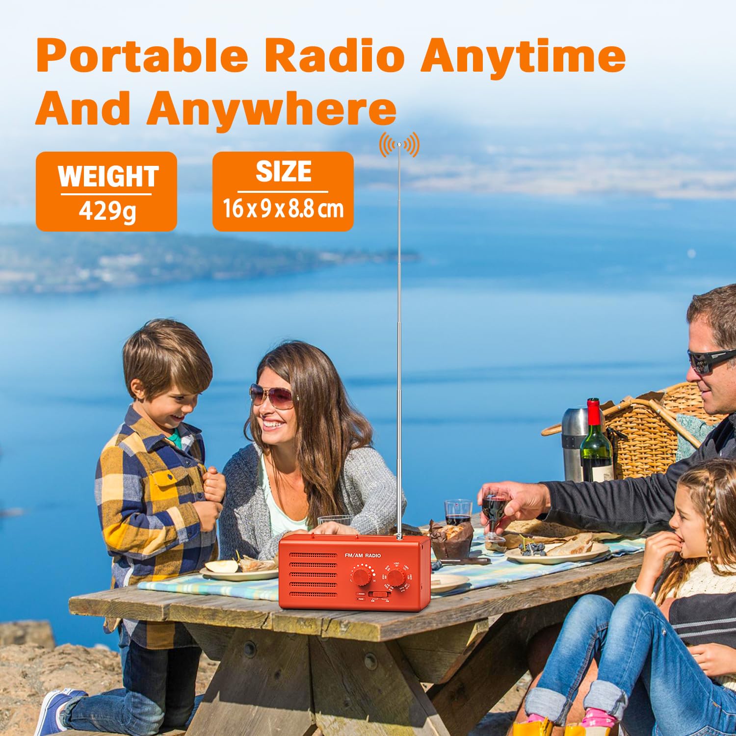 Radio a Transistor AM FM - Radio Portatile con Migliore Ricezione Altoparlante Integrato per Cuffie Radio Alimentata Tramite USB/Alimentazione a Batteria per Casa/Esterno/Emergenza(Rosso)