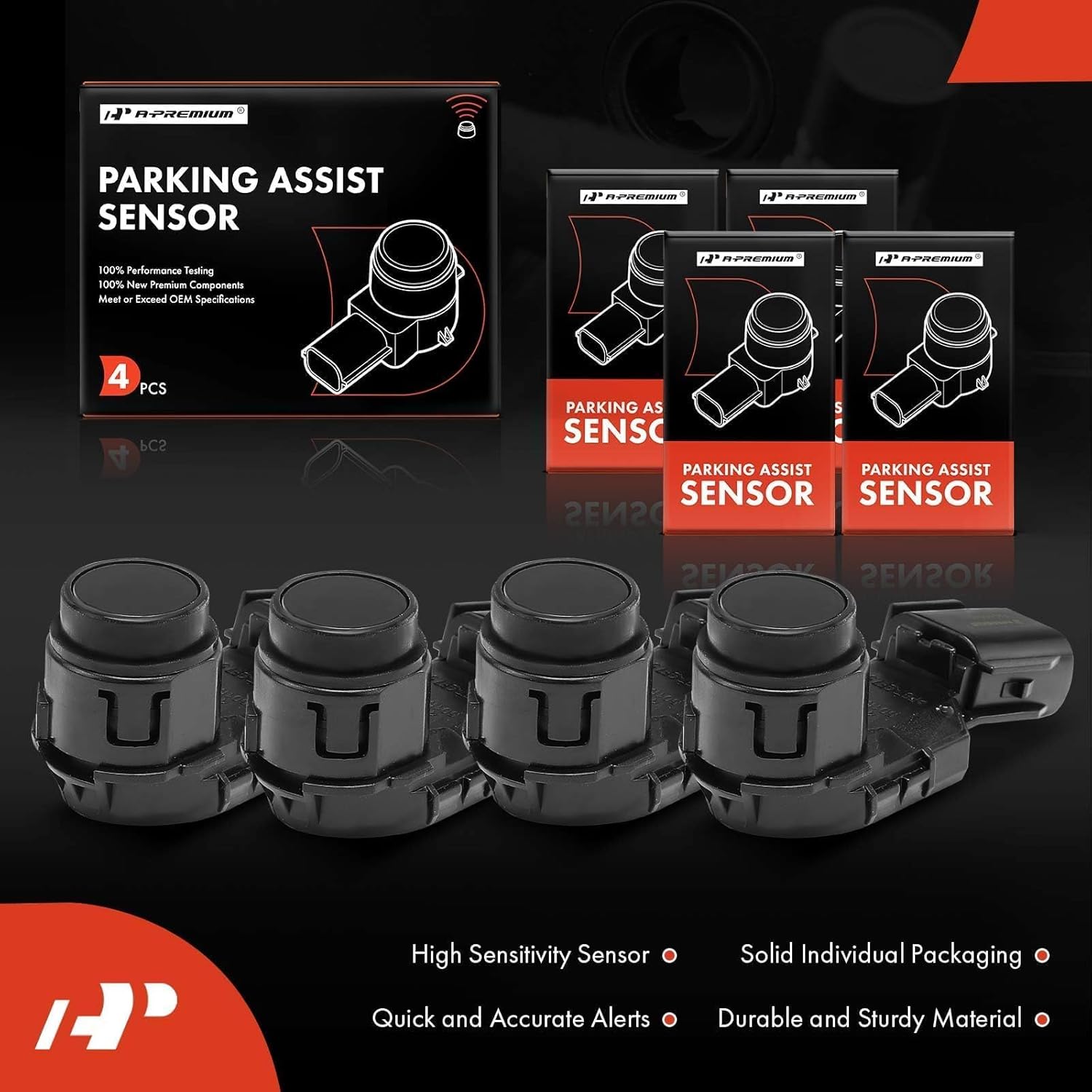 A-Premium 4-PC Reverse Backup Parking Assist Sensor Compatible with Lexus Models - LX570-2017 2018 2019 2020 2021