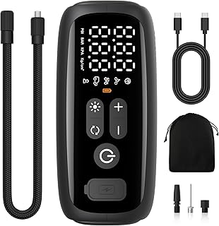 Compresor de aire portátil para inflador de neumáticos, compresor de aire de 28 cilindros de 12 V, apagado automático de 140 W con bomba de luz LED de 150 psi, compresor de aire portátil para