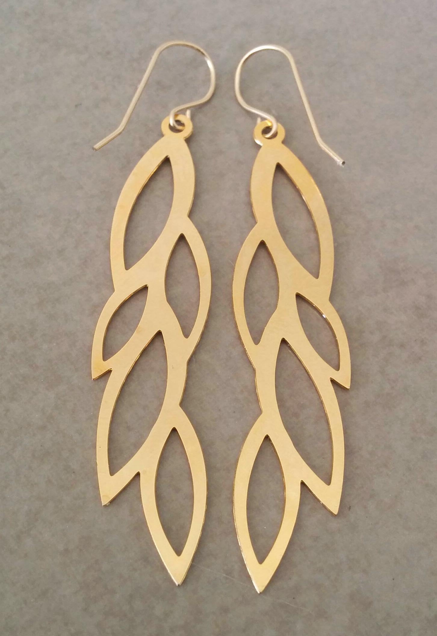 Gold Leaf Earrings, Leaf Earrings