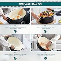 Vista 7 de vancasso Horno holandés ovalado de hierro fundido esmaltado, 9.3 cuartos de galón con revestimiento de esmalte antiadherente para hornear pan, olla