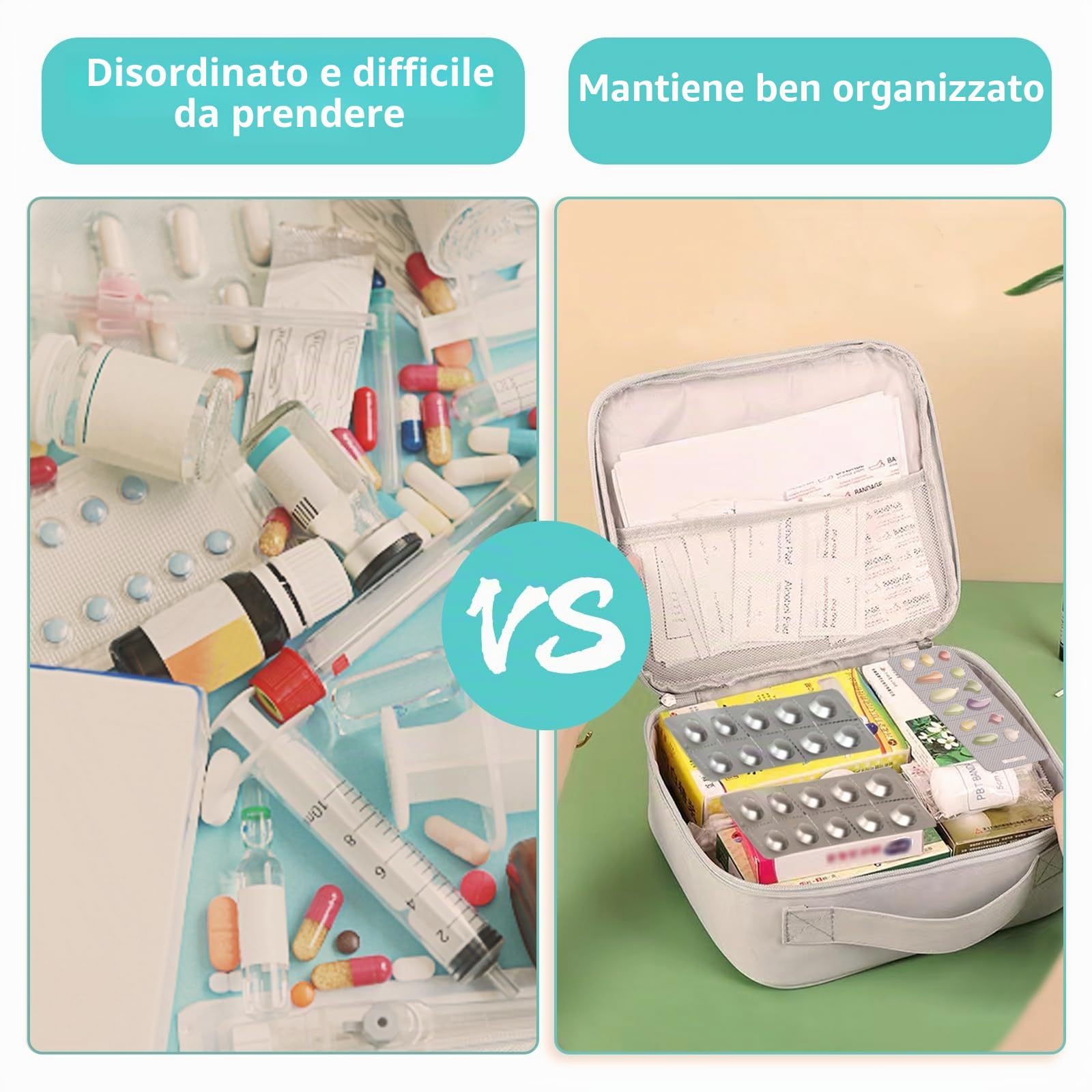 2 Pezzi Kit Pronto Soccorso Da Viaggio, Kit Primo Soccorso Da Viaggio, Cassetta Pronto Soccorso, Porta Medicine, Scatola Medicinali, Scatola Medicine, Borsa Medico Pronto Soccorso, Grigio