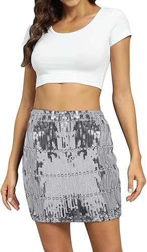OJinShaWanO Pencil Skirt for Sequins High Waist Slim Hip Casual Half Body Skirt Grass Table Skirts for Parties