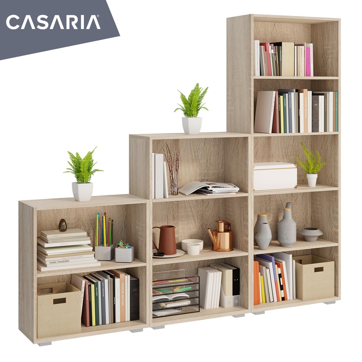 Casaria® Libreria Scaffale Vela 190cm 5 Ripiani Mobile Archiviazione Documenti Ufficio Soggiorno