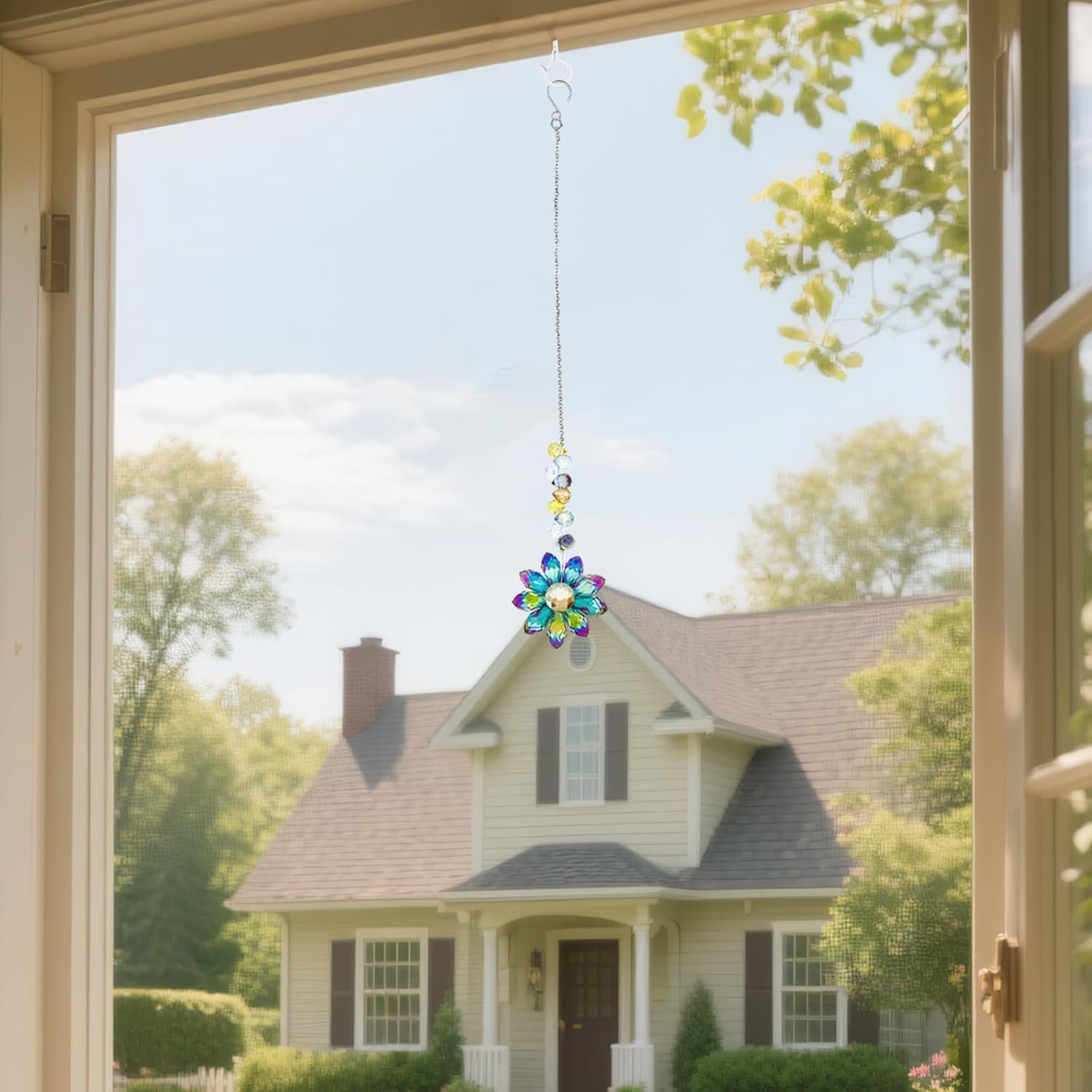 2PCS Crystal Sunflower Suncatchers for Windows Hanging, Sun Catcher Colorful Flower Prisms Rainbow Maker Pendants Hanging Ornaments for Indoor Outdoor Home Patio Garden Decor - Image 7
