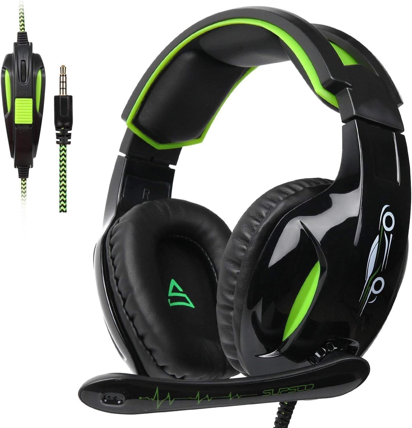SUPSOO G813 Xbox One PS4 Gaming Headset 3.5mm wired Over-ear Noise Isolating Microphone Volume Control for Mac/PC/Laptop / PS4/Xbox one - Black