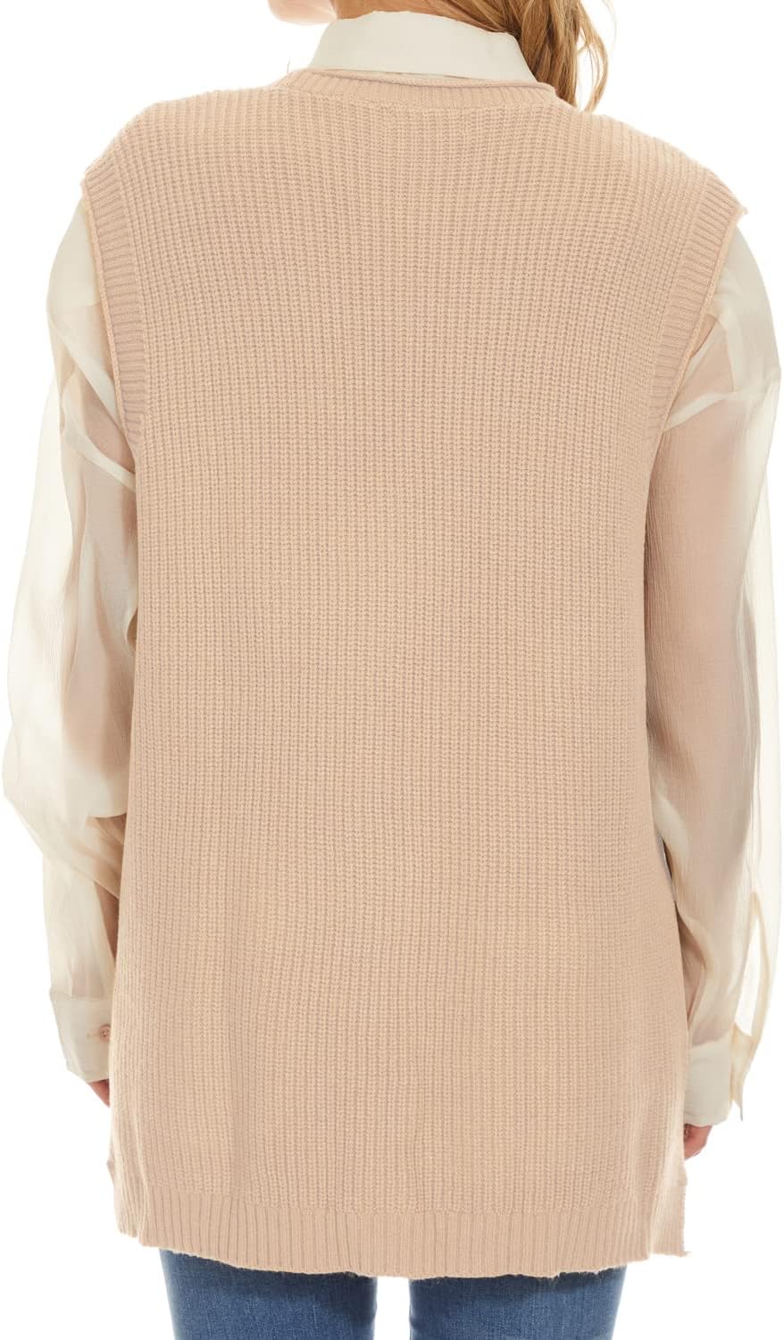 Hyipels Women's Sweater Vest,Long Cable Loose Knitted Sleeveless V Neck Casual Sweaters Tank Top S~XL - Image 5