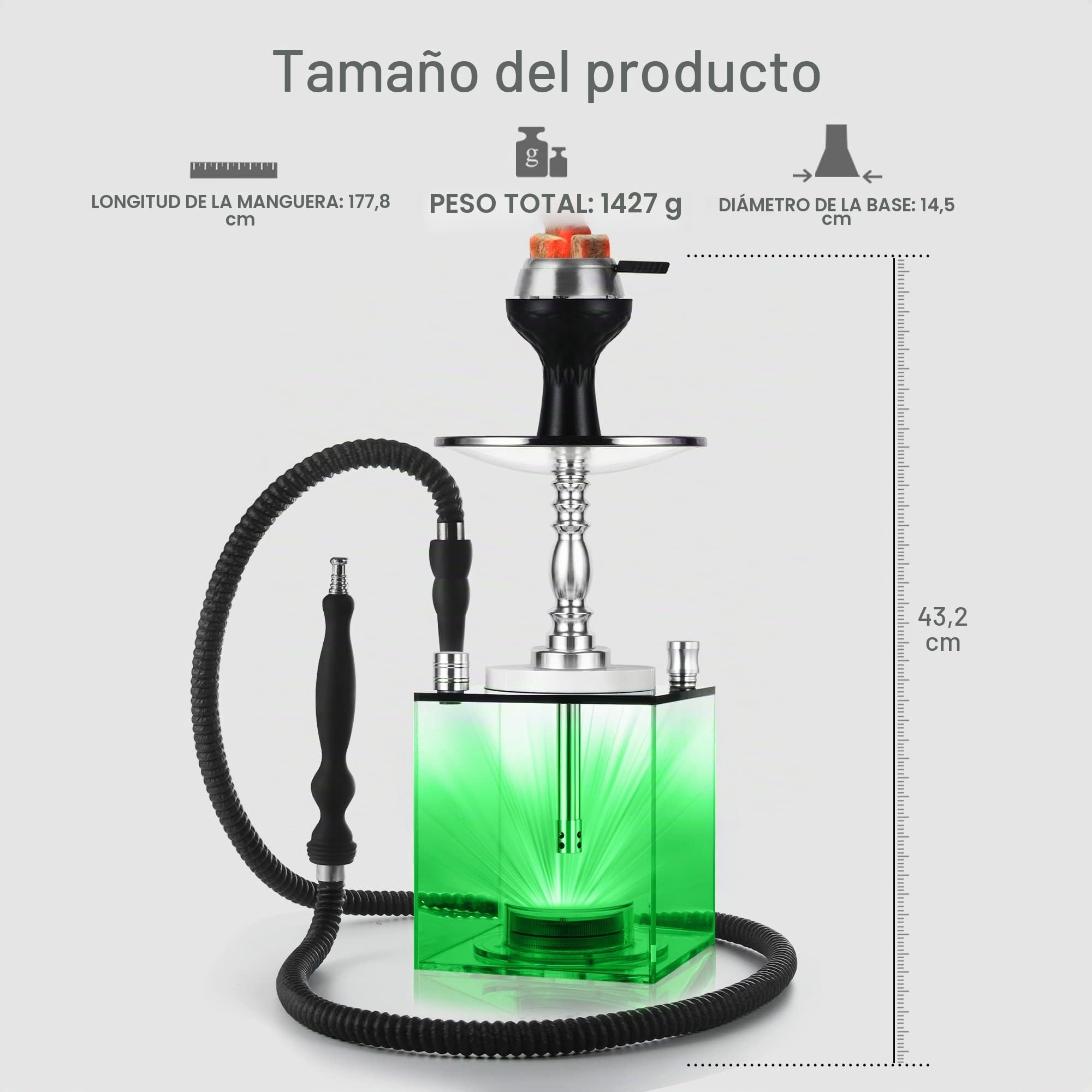 Juego de cachimbas de cachimba, cachimba portátil premium con funda protectora, carcasa de silicona, difusor de tubo de inmersión de aluminio