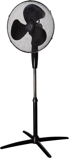 Zanussi 16" Inch, Lightweight, Pedestal Fan, 3 Speeds, Wide-Angled Oscillation, Powerful Airflow, Adjustable Height, Black - ZNPPF1621B