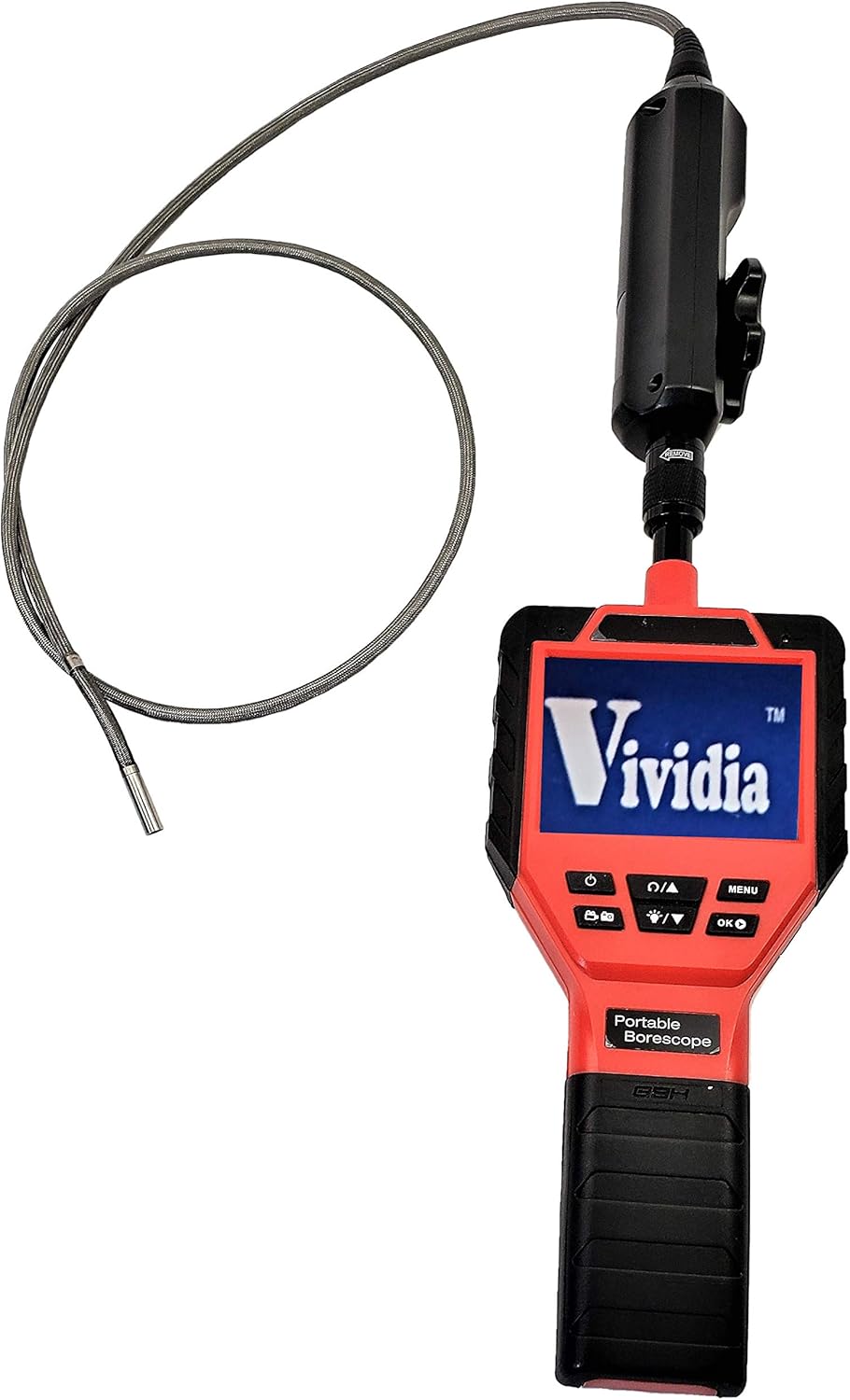 Vividia VA-250 Two-Way Articulating Borescope Videoscope Inspection Camera with 6mm Diameter 1 Meter Long Probe and 3.5" LCD Monitor (3.5" Wireless Monitor)