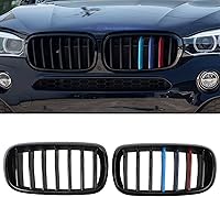 Vista 12 de Rejilla delantera para BMW X5 E70 X6 E71 2007-2014, ABS brillante negro riñón parrilla