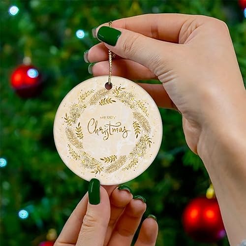 Miniatura 4 de Christmas Tree Ornaments Merry Christmas Marble Christmas Ornament Keepsake Ornament Home Decor Natural Marble Hanging Pendants Round Ceramic Xmas