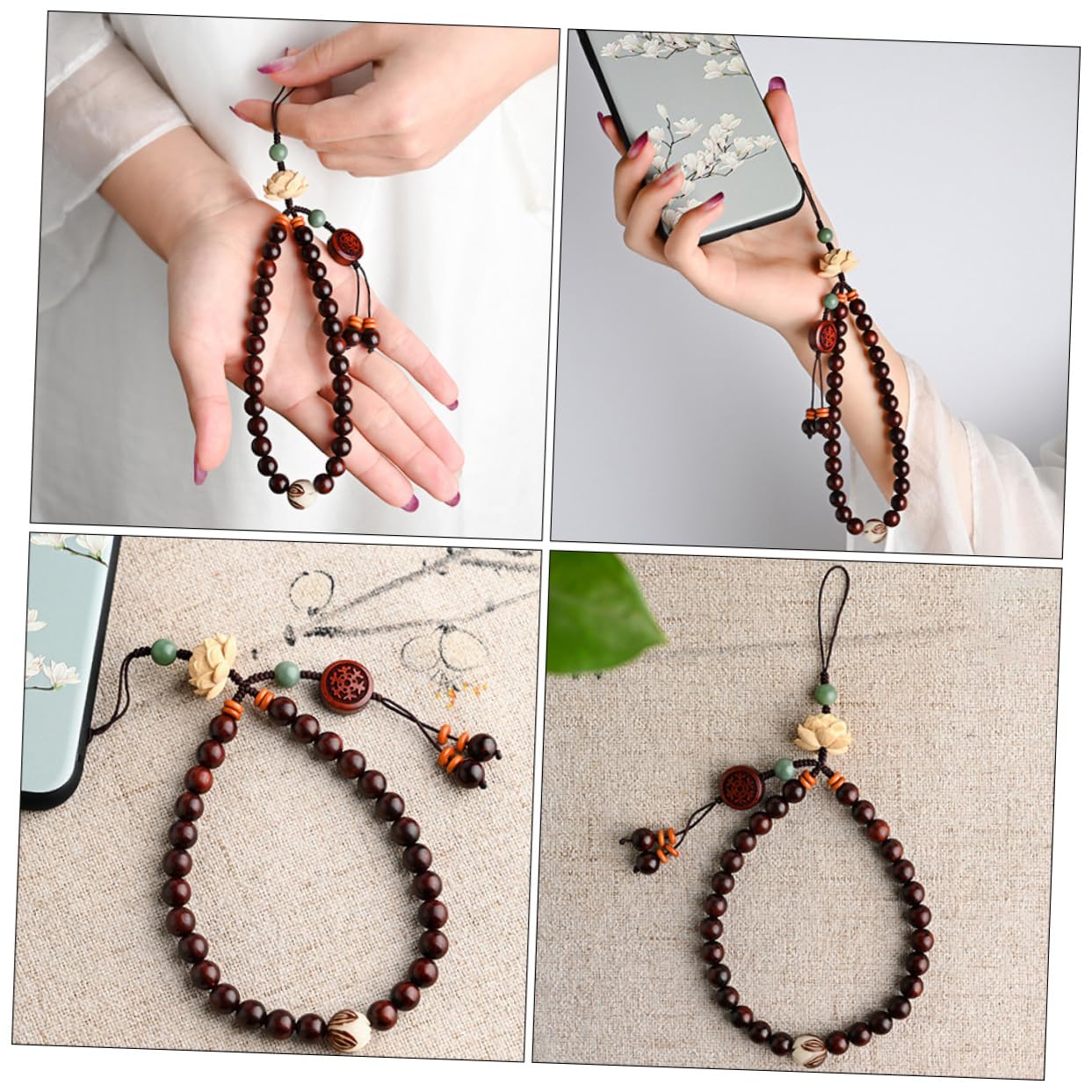 OSALADI 3stücke Vintage Holzperlen Handy Lanyard Für Outdoor Handgelenkschlaufe Für Smartphone Einfach An Handy Oder Hülle Zu Befestigen Für Reisen Schule Und Freizeit