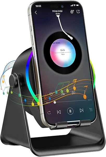 TARKARI Wireless Induction Speaker, 5 in 1 Bluetooth Speaker with Cell Phone Stand, HD Stereo Sound Compatible with iPhone iPad Android Tablet, Birthday for Women Men Him