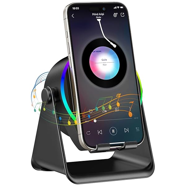 TARKARI Wireless Induction Speaker, 5 in 1 Bluetooth Speaker with Cell Phone Stand, HD Stereo Sound Compatible with iPhone iPad Android Tablet, Birthday for Women Men Him