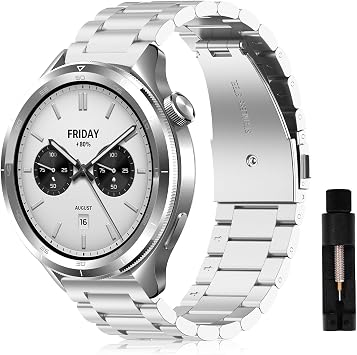 Band, Compatible with Xiaomi Watch S4, Replacement Band, Unisex, Metal Strap, Adjustable Size, Business Style, Stainless Steel, Stylish, Adjustment Tool Included, for Xiaomi Watch S4 Silver