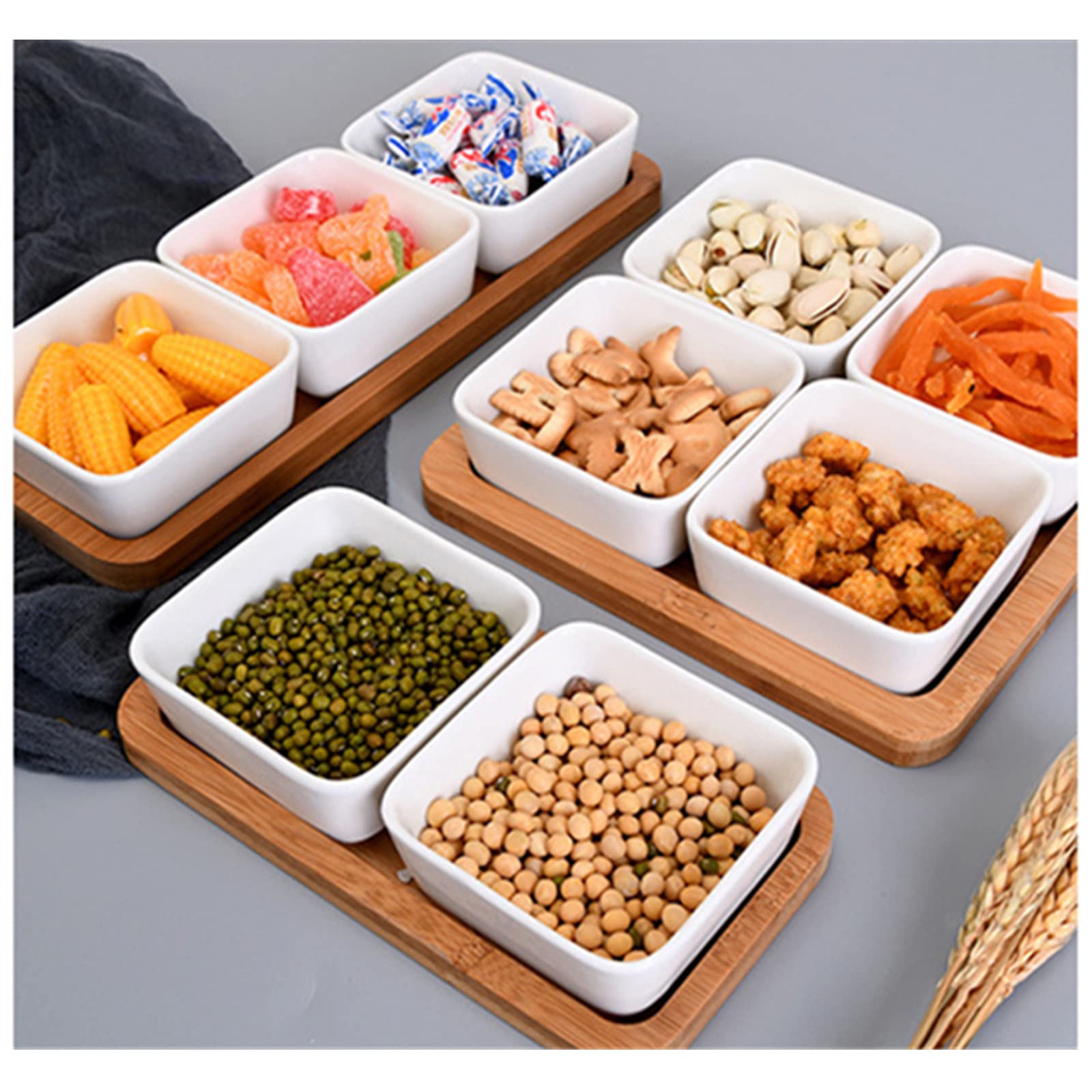 RoseFlower Servierschalen Set 6 bruchfeste Dip Schälchen mit Servierplatte, Snack Schalen Dipschalen mit passendem Tablett Ideal für Tapas, Antipasti, Dips