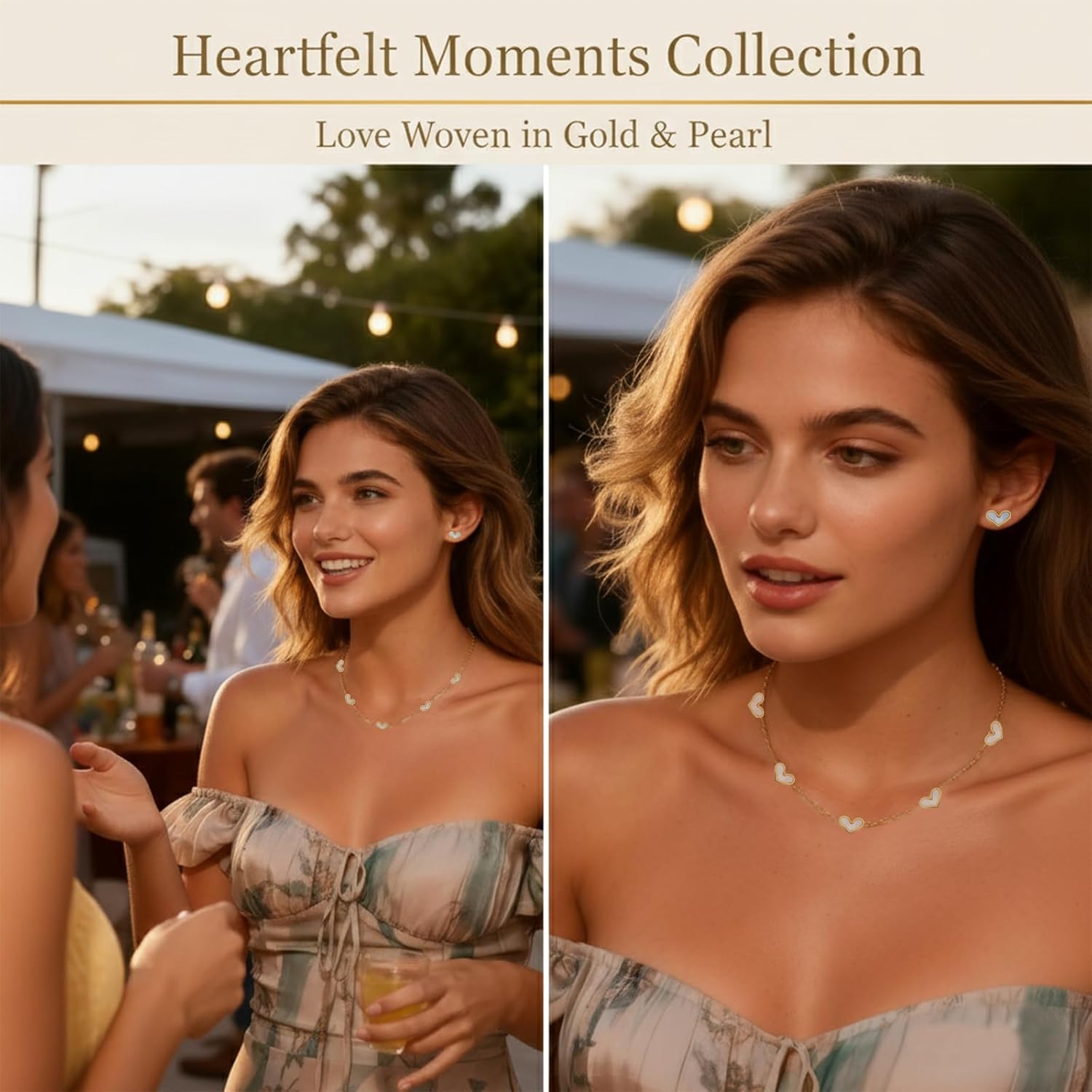 Sonateomber Gold Valentines Heart Stud Earrings Necklace Set for Women, Dainty Cute Small Hearts Charms Earring Necklaces Prom Fashion Jewelry Gift - Image 6