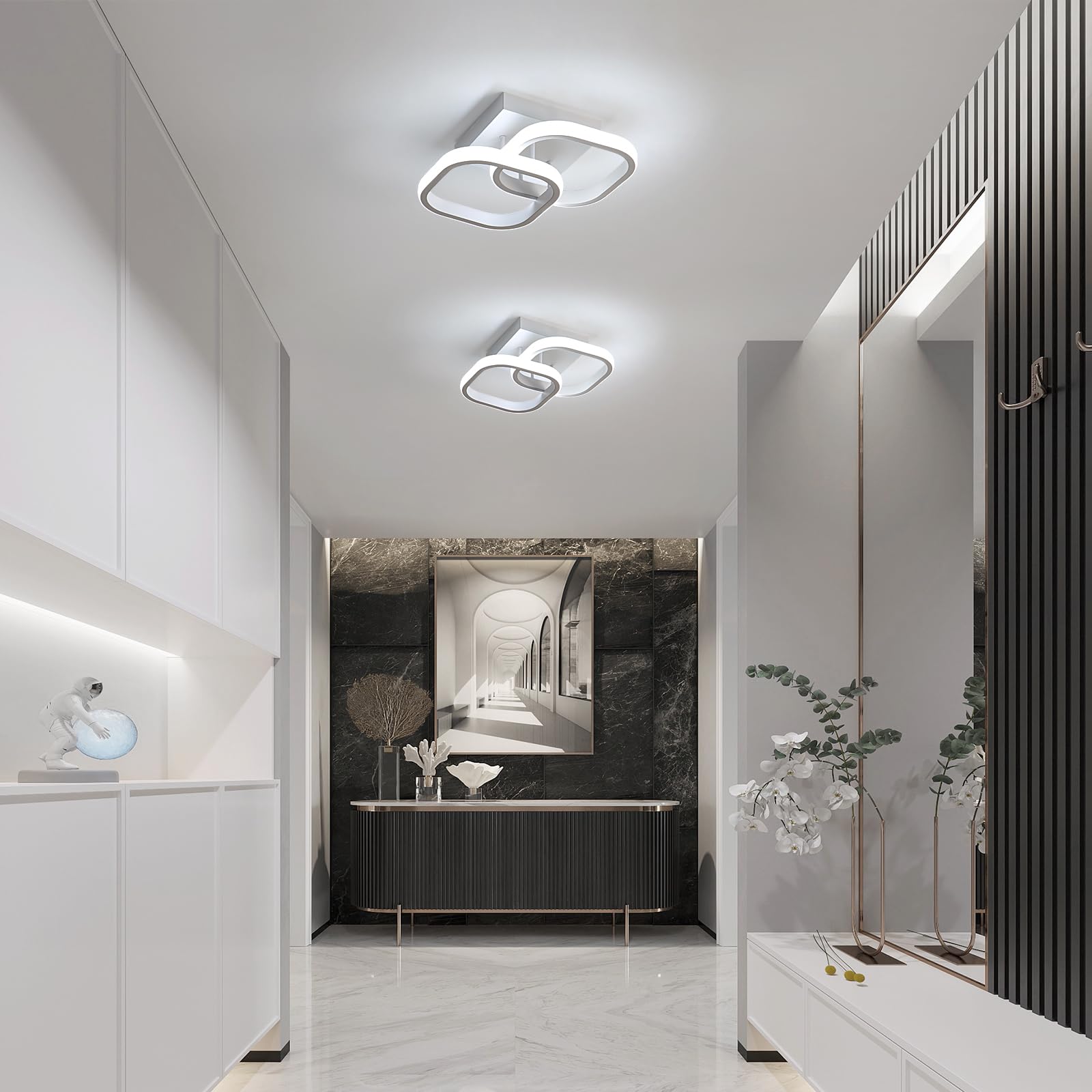 Comely - 2 Plafoniere LED quadrate da Soffitto 24W, 2700LM, con design Moderno. Luce fredda 6500K, adatta ad ogni ambiente come: soggiorno, cucina, bagno, camera da Letto o corridoio, Bianco, 24cm.