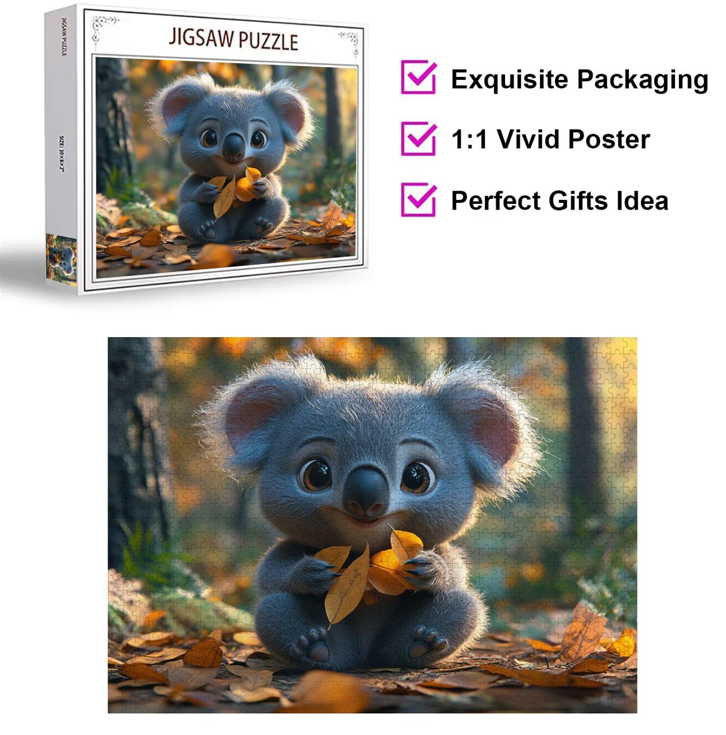 Puzzle 2000 Pezzi Koala Puzzle Classici per Gioco Familiare, n-376 | Impossibile Puzzles, Intrattenimento Creativo, Rilassamento Intelligence, Regalo per Amore e Amico, Decorazioni Casa, Foglie