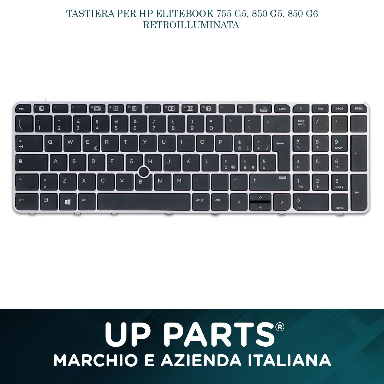 Tastiera Italiana Retroilluminata per HP Elitebook 850 G3 755 G3 850 G4 755 G4 con Track Point Argento