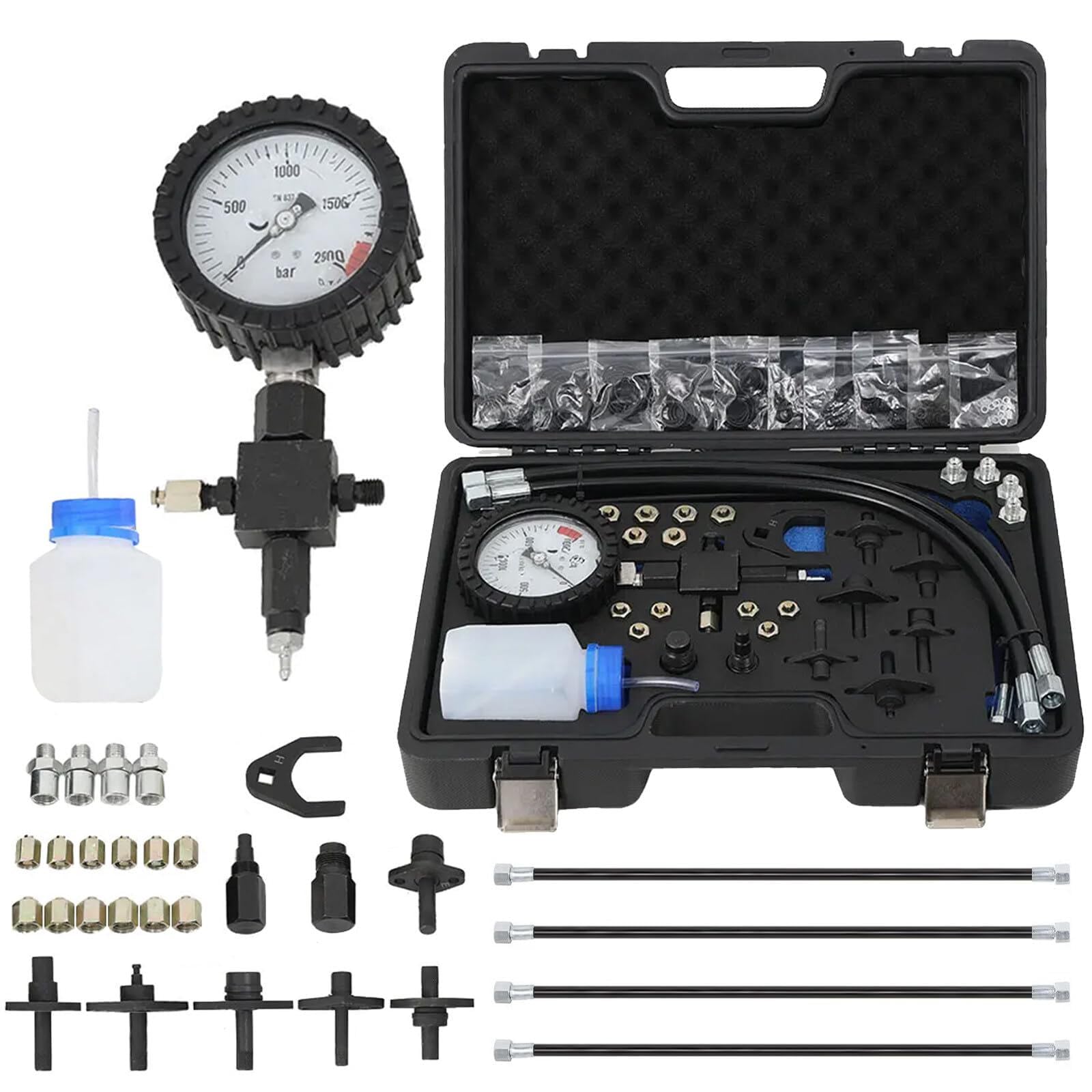 Kit de comprobador de presión de bomba de combustible, herramienta de diagnóstico de gasolina y diésel para prueba de bomba de precisión, comprobación de fugas del inyector