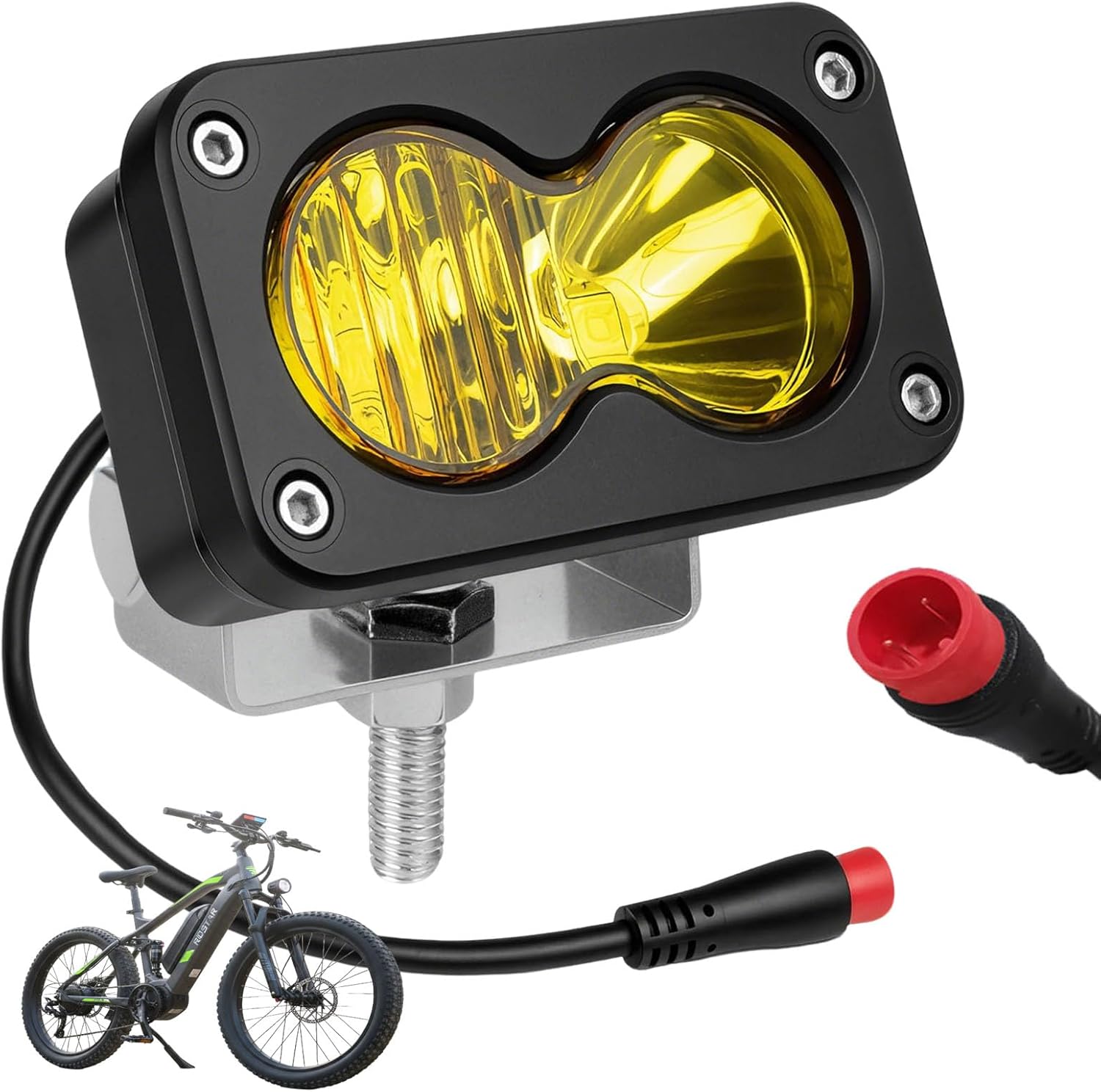 Baja Style Light LED Ebike Headlight for Rad Power Bikes 20W with 2 Pin Julet Plug and Play, 12V-60V Pod Light - RadMini RadRover RadExpand RadRunner E-Bike, 6000K 20W Waterproof E-Bike Light