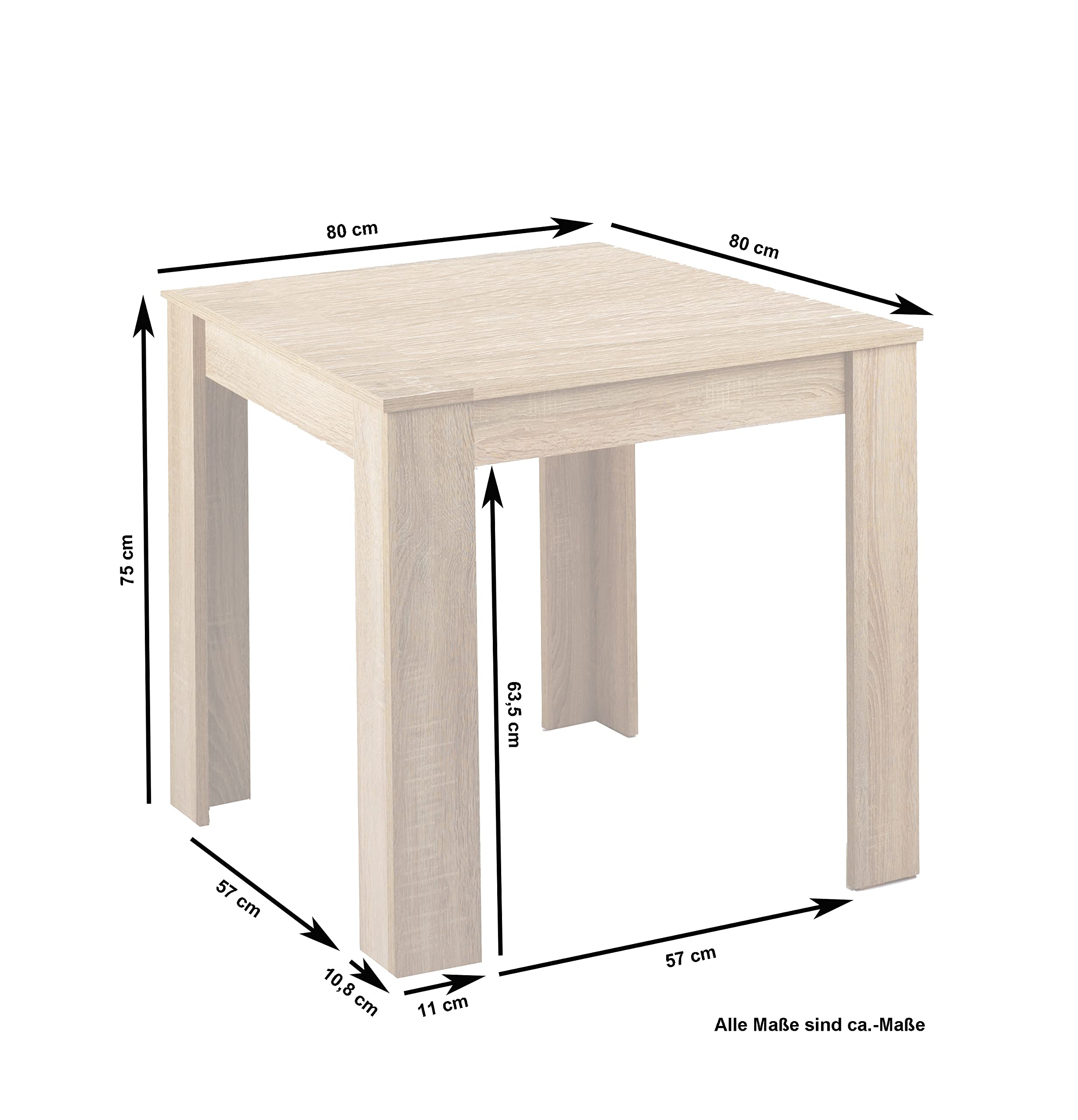 byLIVING Esstisch Nepal, Küchentisch in Eiche-Optik, 80 x 80, H 75 cm | Platzsparender Tisch