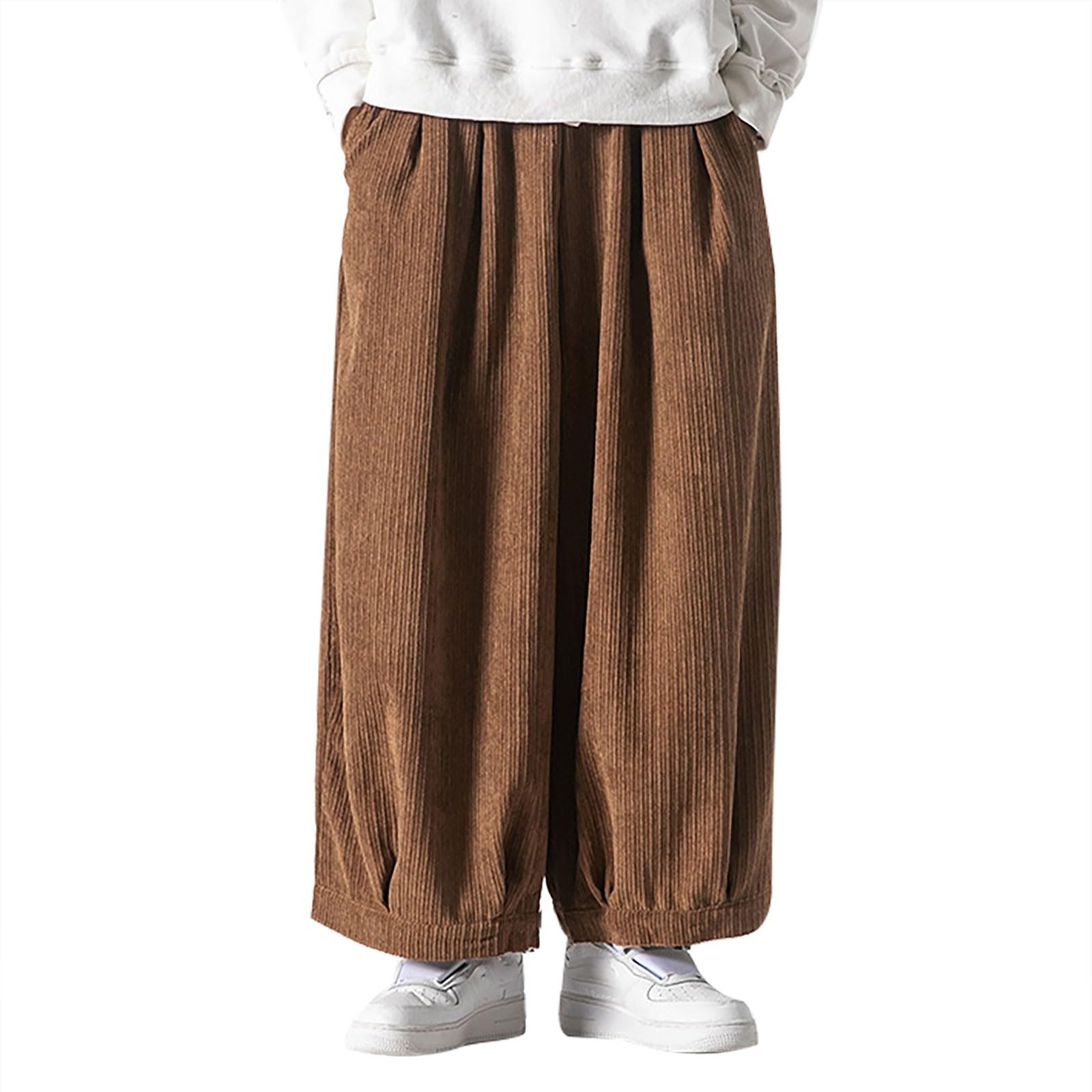 Pantalones de pana para hombre, pantalones chinos de talla grande, corte regular, pantalones de pierna ancha, moda, transpirables, pantalones casuales, elegantes, pantalones rectos cómodos, cintura
