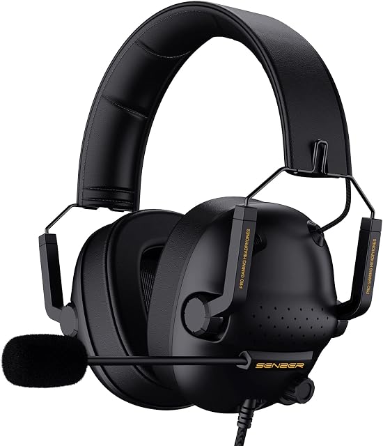 Senzer SG500 Gaming Headset with Noise Cancelling Microphone - Detachable Memory Foam Ear Pads - Portable Foldable Headphones for PC, PS4, PS5, Xbox One, Switch