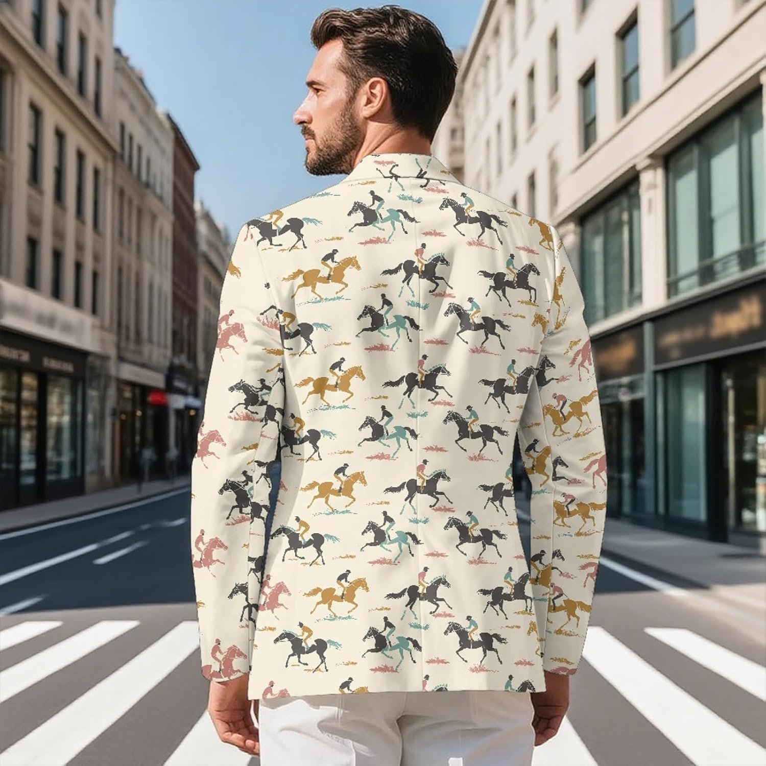 Men's Casual Blazer Business One Button Lapel Men Suit Jacket with Pockets Long Sleeve Sport Coat Regular Fit