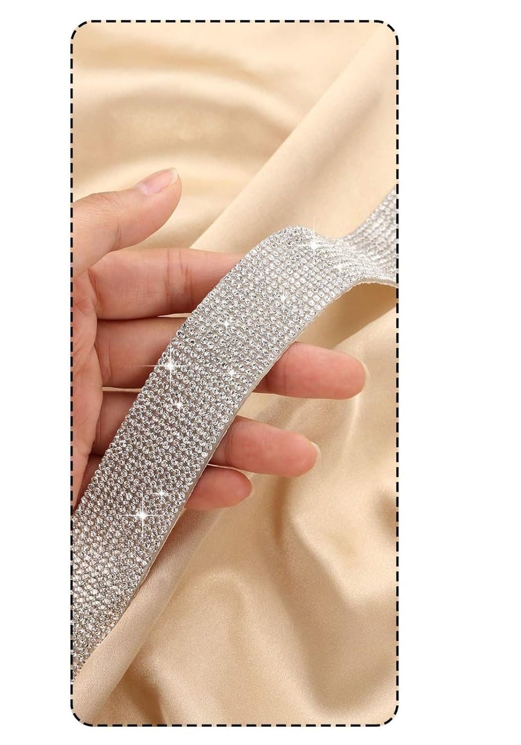 decorative self adhesive stickers (40cm x 0.9cm) silver rhinestone crystal diamond strip is ideal for adding a touch of luxury to Home Decor, Wall Border, Crafts, and accessories (Sliver, 40cm-1)-image-10