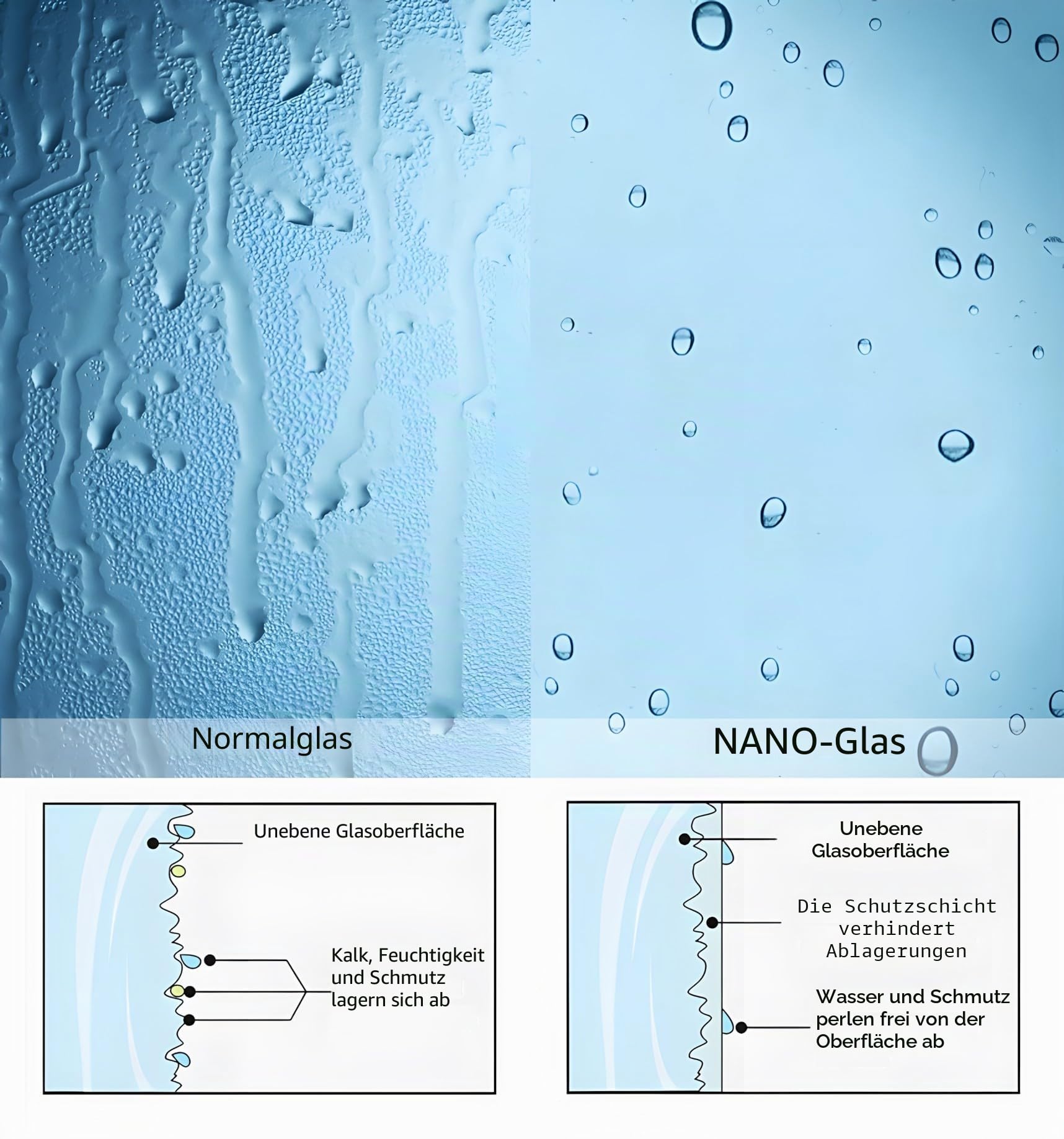 MIQU Nischentür 80 x 185 cm Duschabtrennung Faltbar Duschwand für Dusche Pendeltür Falttür Duschtür aus 6mm NANO ESG Glas Rahmenlos duschtrennwand ohne Duschwanne