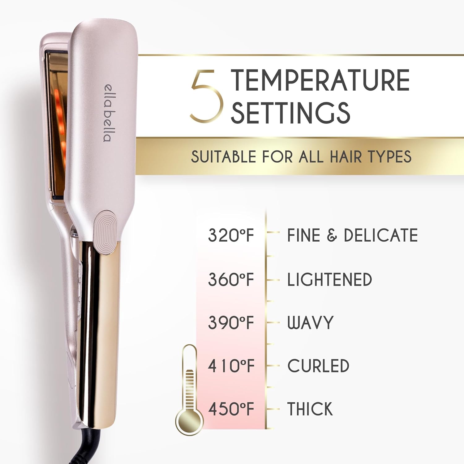 ELLA BELLA® Titanium Flat Iron Hair Straightener (with Infrared) • Professional Straightening Iron • Digital Display to Accurately Control Temperature • As Featured in Good Housekeeping - Image 6