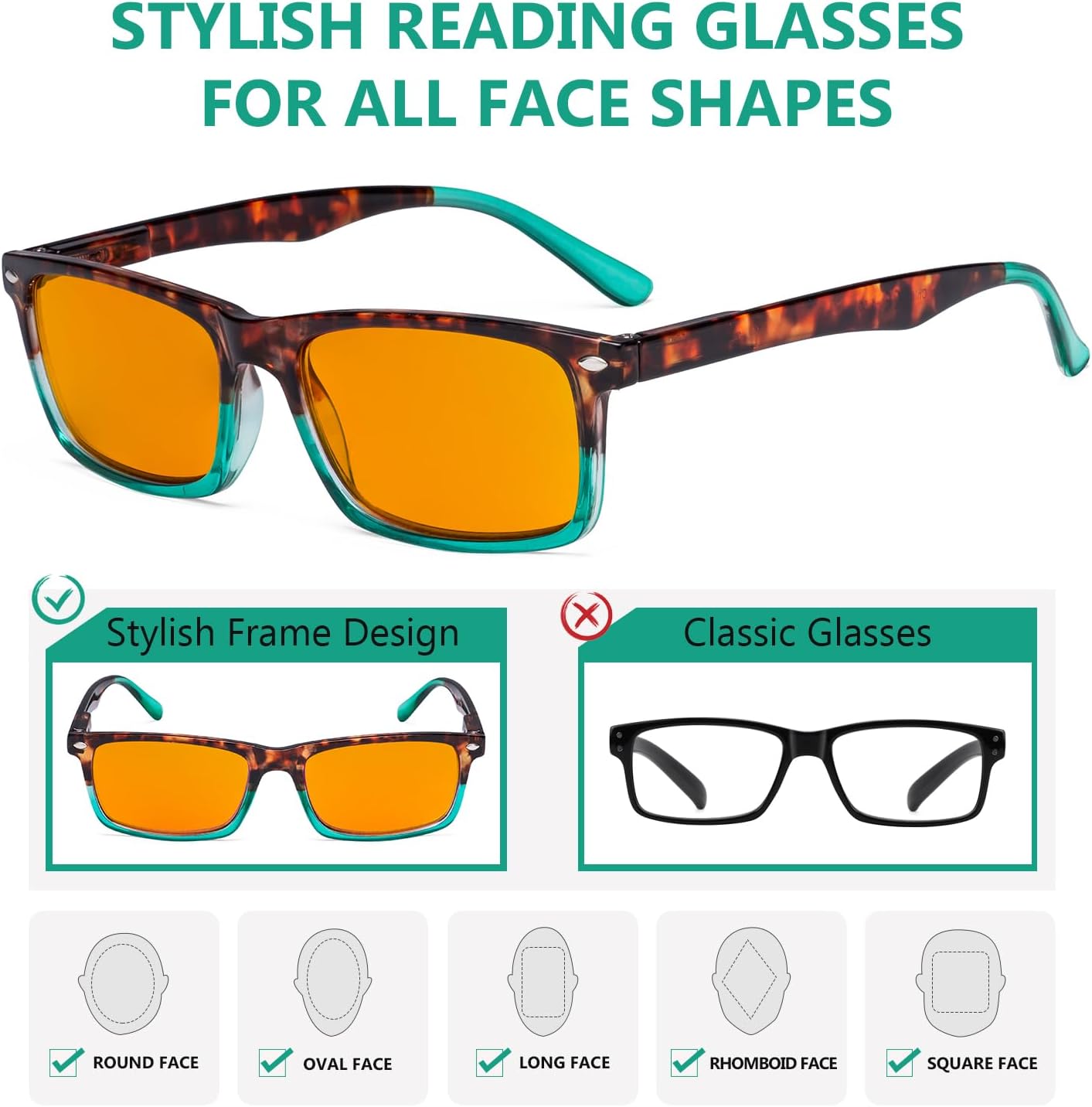 Eyekepper Blue Light Blocking Reading Glasses Orange Tinted Computer Gaming Readers Women Men Tortoise +0.75 - Image 2