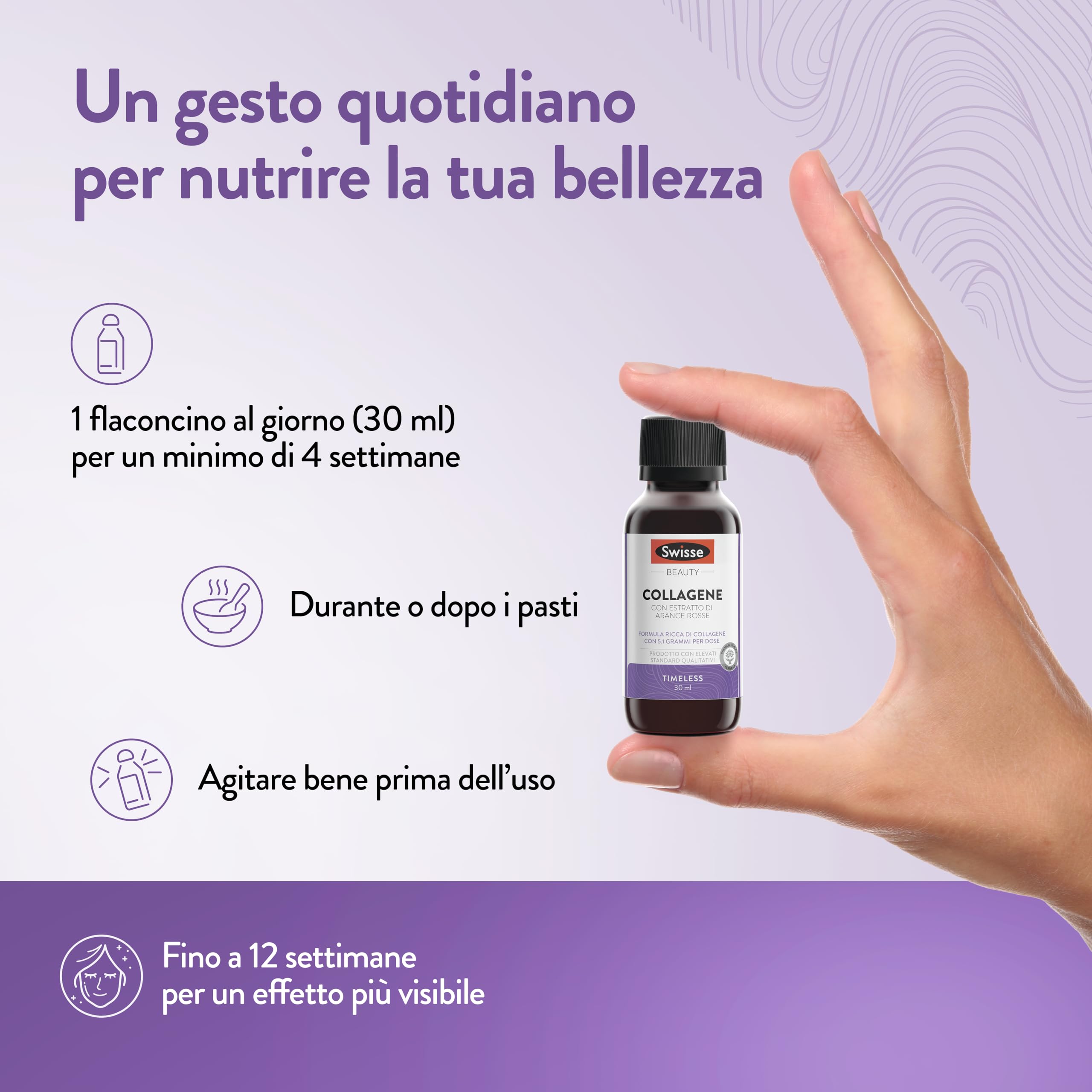 SWISSE Collagene Integratore Liquido - Collagene Idrolizzato da Bere Donna e Uomo con Arance Rosse per Pelle Elastica e Luminosa, Integratori Bellezza Attenua le Rughe, 7 Flaconi x 30 ml Made in Italy