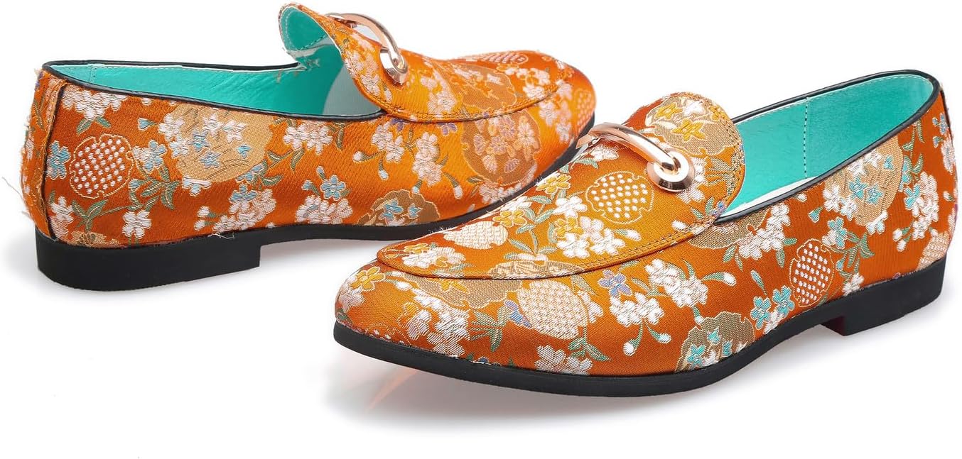 Santimon Loafers for Men Slip On Moccasins Smoking Slipper Embroidery Luxury Satin Casual Wedding Prom Dress Shoes - Image 6