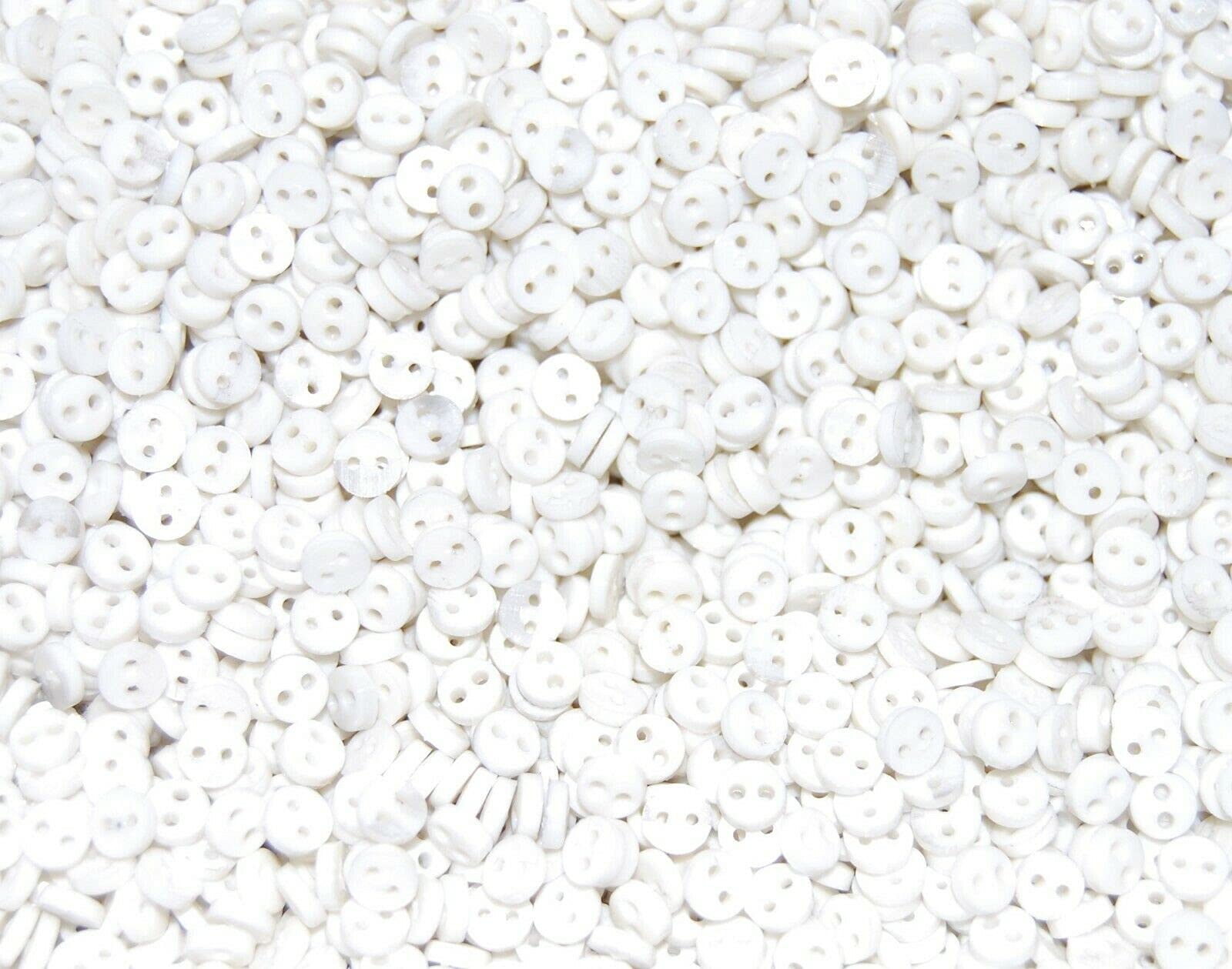 celloexpress 3mm Mini Buttons for Dolls & Soft Toys Clothes - Assorted Colours & Designs (White, Pack of 2000)