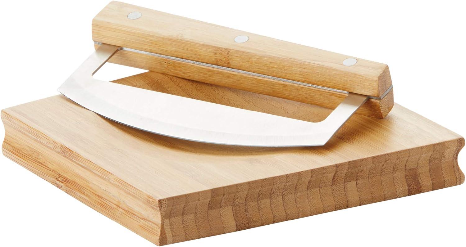 Point-Virgule set hachoir manuel pour fines herbes en bambou, couteaux ...