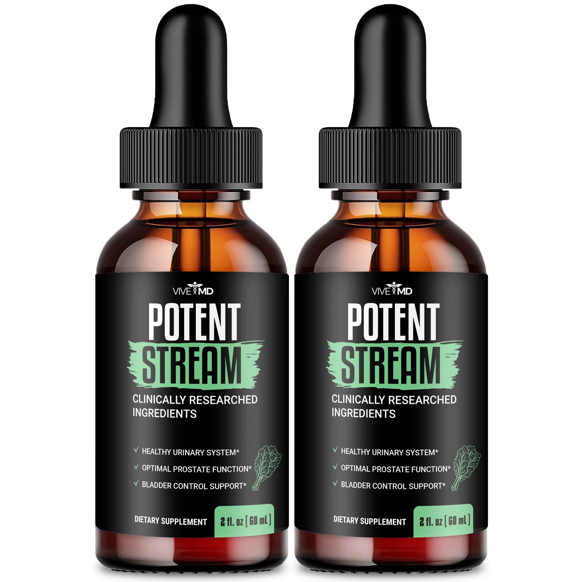 VIVE MDPotent Stream Drops Prostate Supplements for Men PotentStream Prostate Health Supplements for Men Potent Stream Drops - Maximum Strength with MCT Oil, PotentStream Drops Reviews (2 Pack)