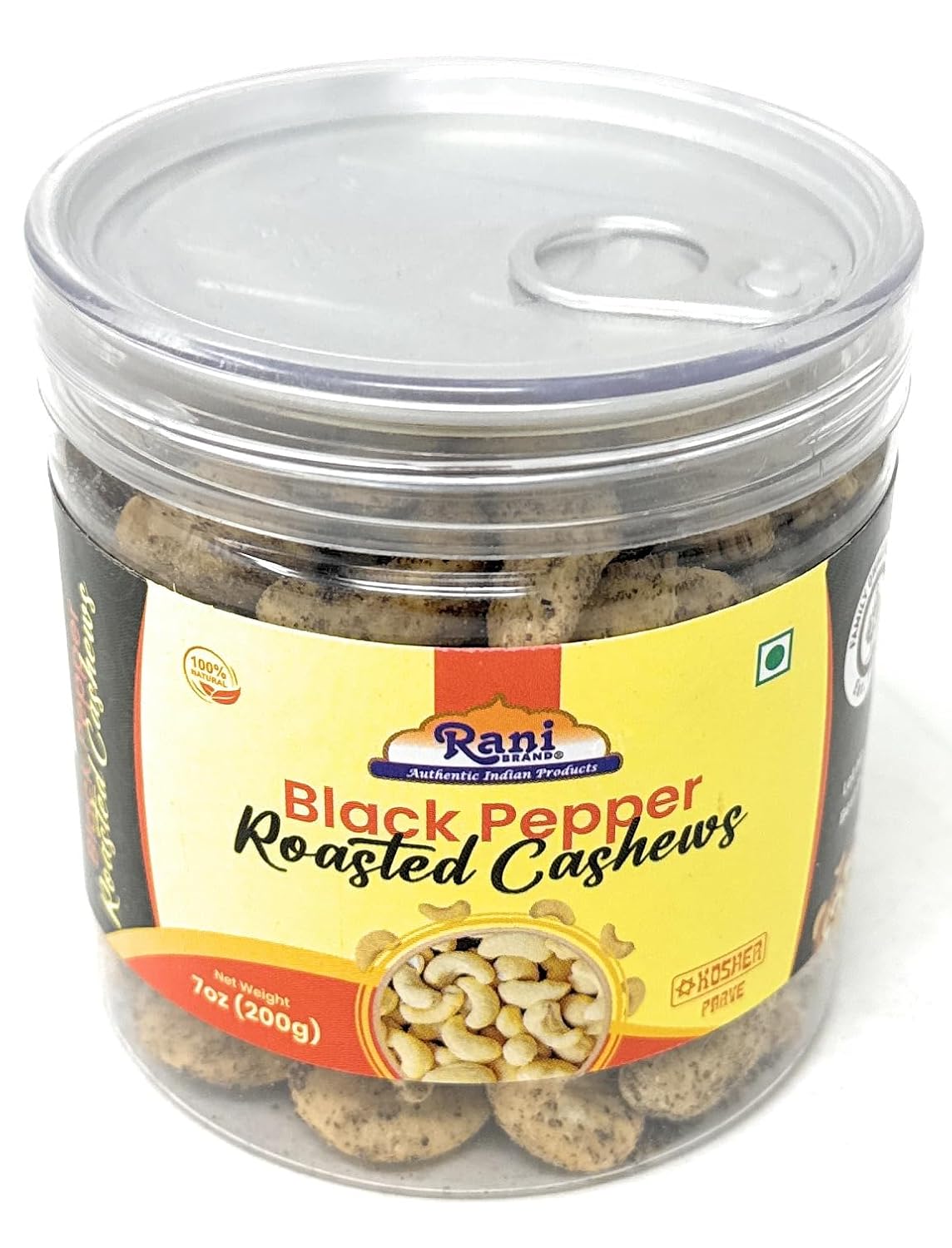 Rani Black Pepper Roasted Cashews 7oz (200g) PET Jar, Pack of 6, Non-Fried, Oil Free ~ All Natural | Vegan | Gluten Friendly | NON-GMO | Kosher | Air Roasted, Crunchy & Flavorful image 4