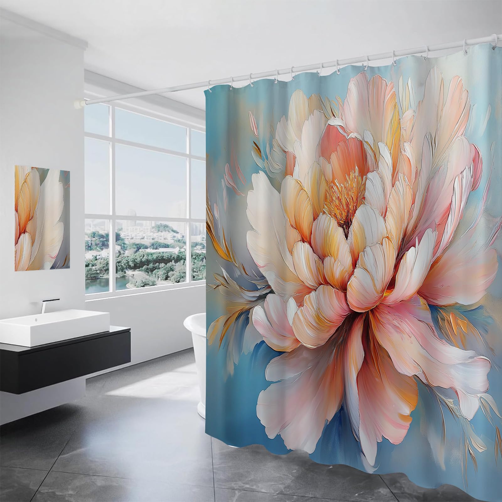 Rideaux douche anti-moisissure pivoine rose de qualité supérieure