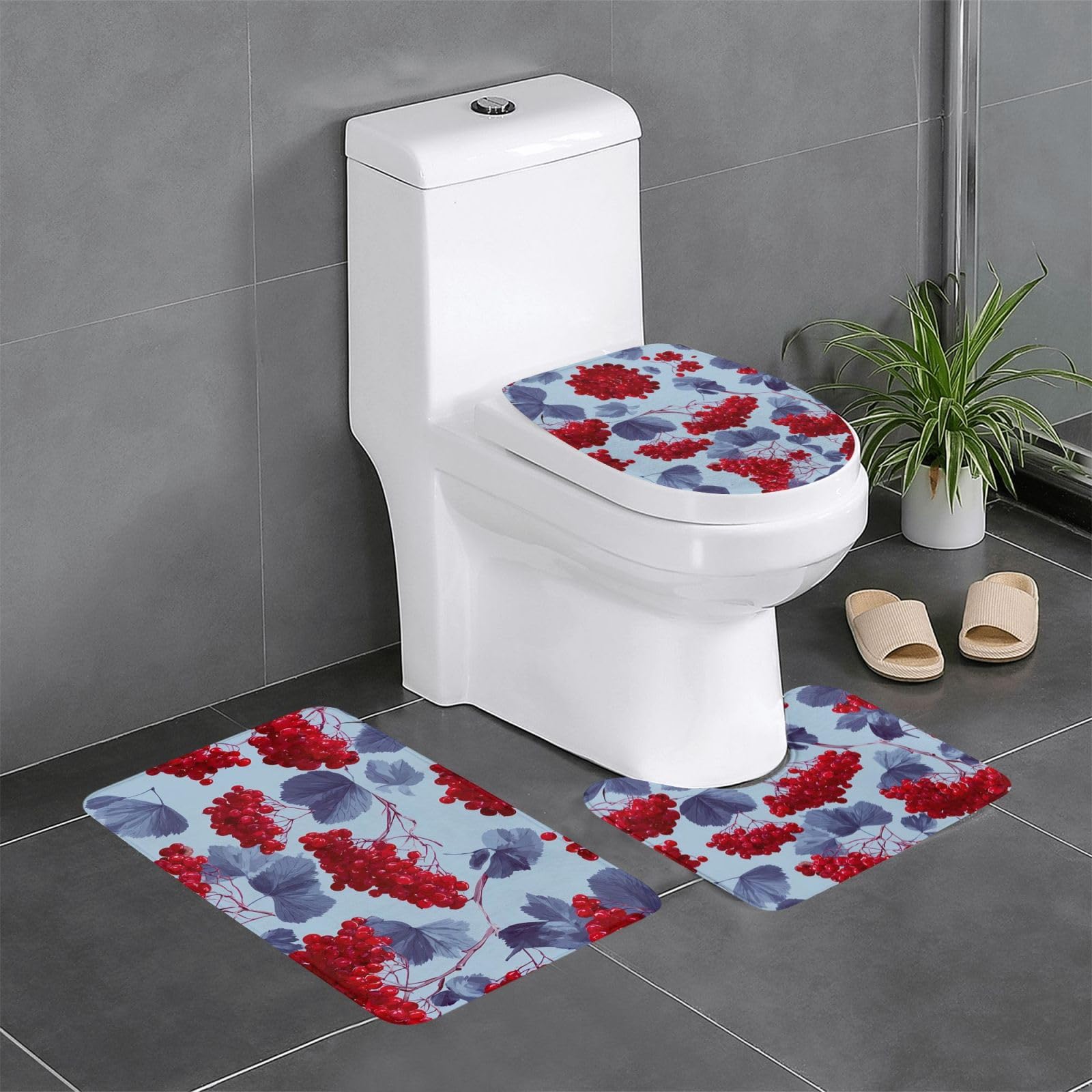 Tapis de salle de bain antidérapants HJFCZH au design raffiné bouquet de baies