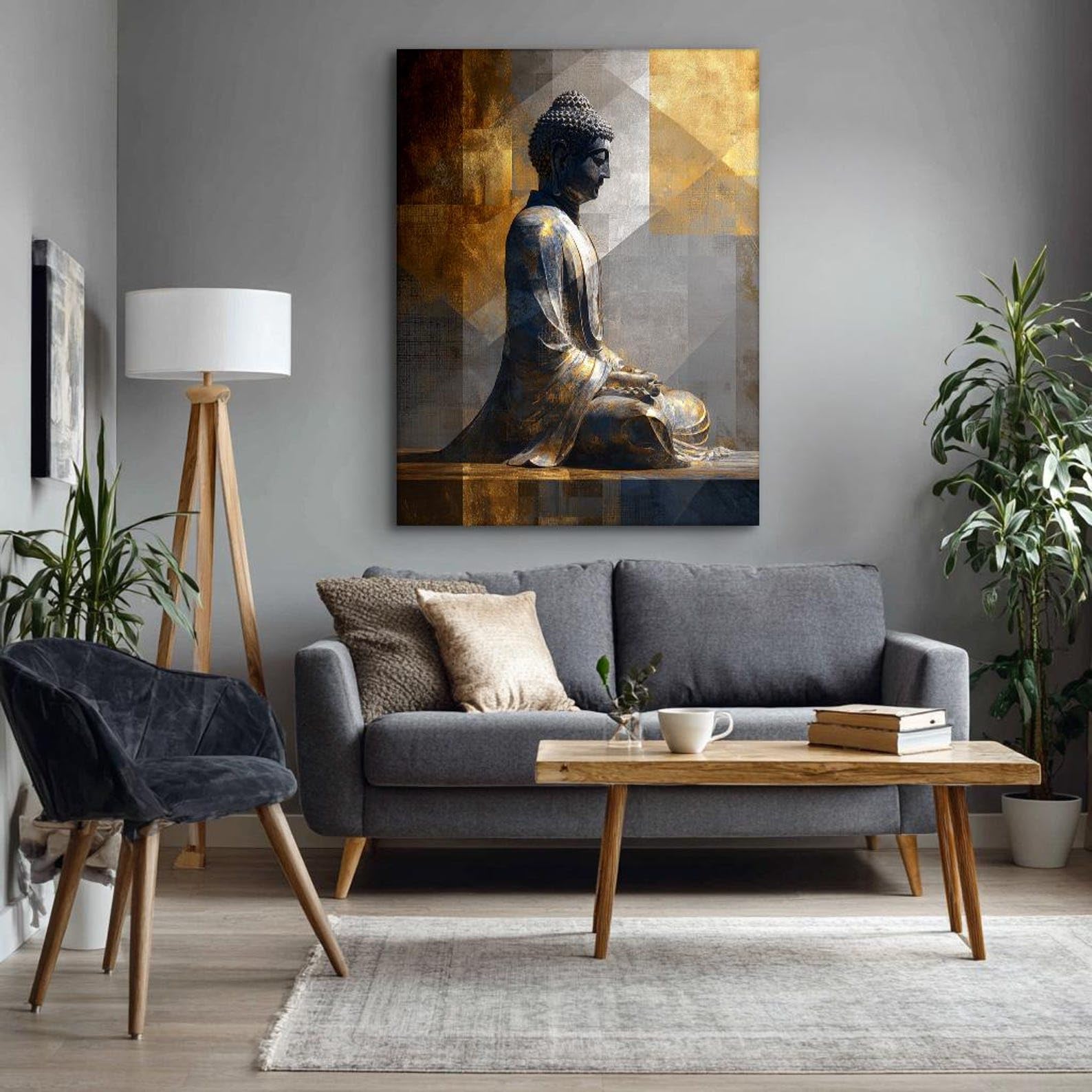Pósteres de Buda espirituales en lienzo - Decoración de pared para sala de meditación - Arte de retrato budista zen - Decoración para estudio de yoga - Pintura (50x75cm/Sin marco)