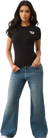 True Religion Women's True Religion Buddha Face Short Sleeve Crew Tee T-Shirt (Pack of 1)