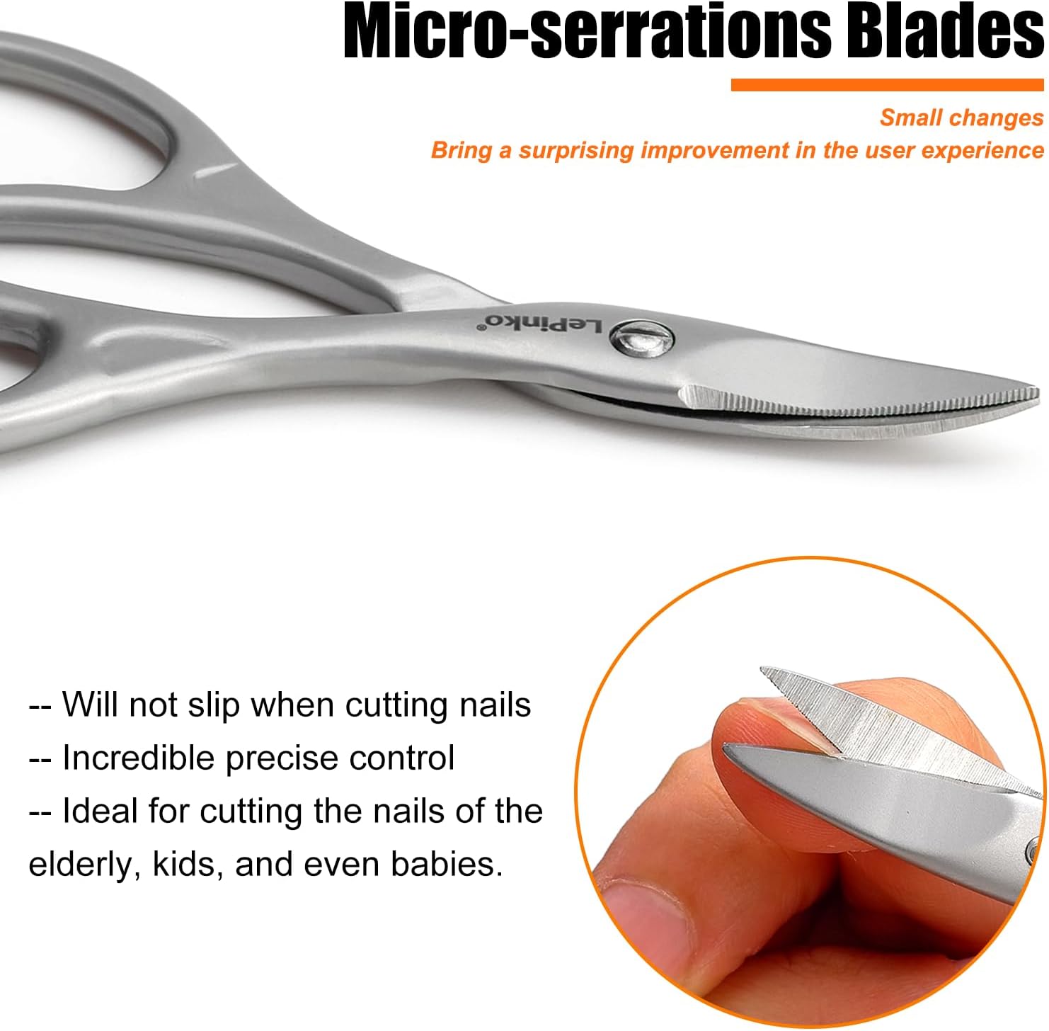 LePinko Professional Nail Scissors Kit, Micro-serrations Blades, Both for Manicure and Pedicure, Stocking Stuffers Gifts For Men and Women