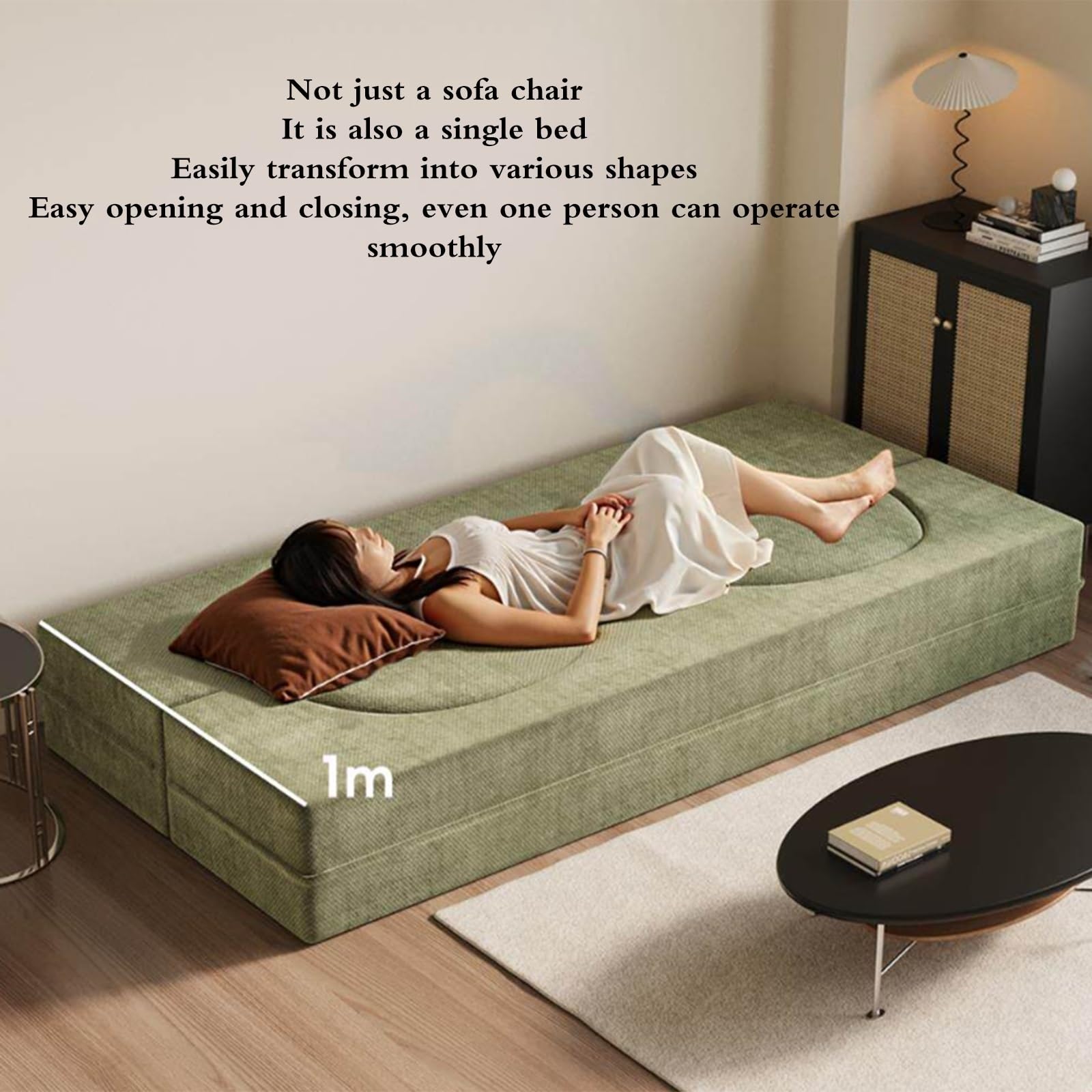 Divano Letto In Tessuto Compresso, Divano Letto Pieghevole 2 In 1 Per Soggiorno, Camera Da Letto, Ufficio, Doppi Posti, Comodo Divano Salvaspazio(Brown,150cm*100cm)